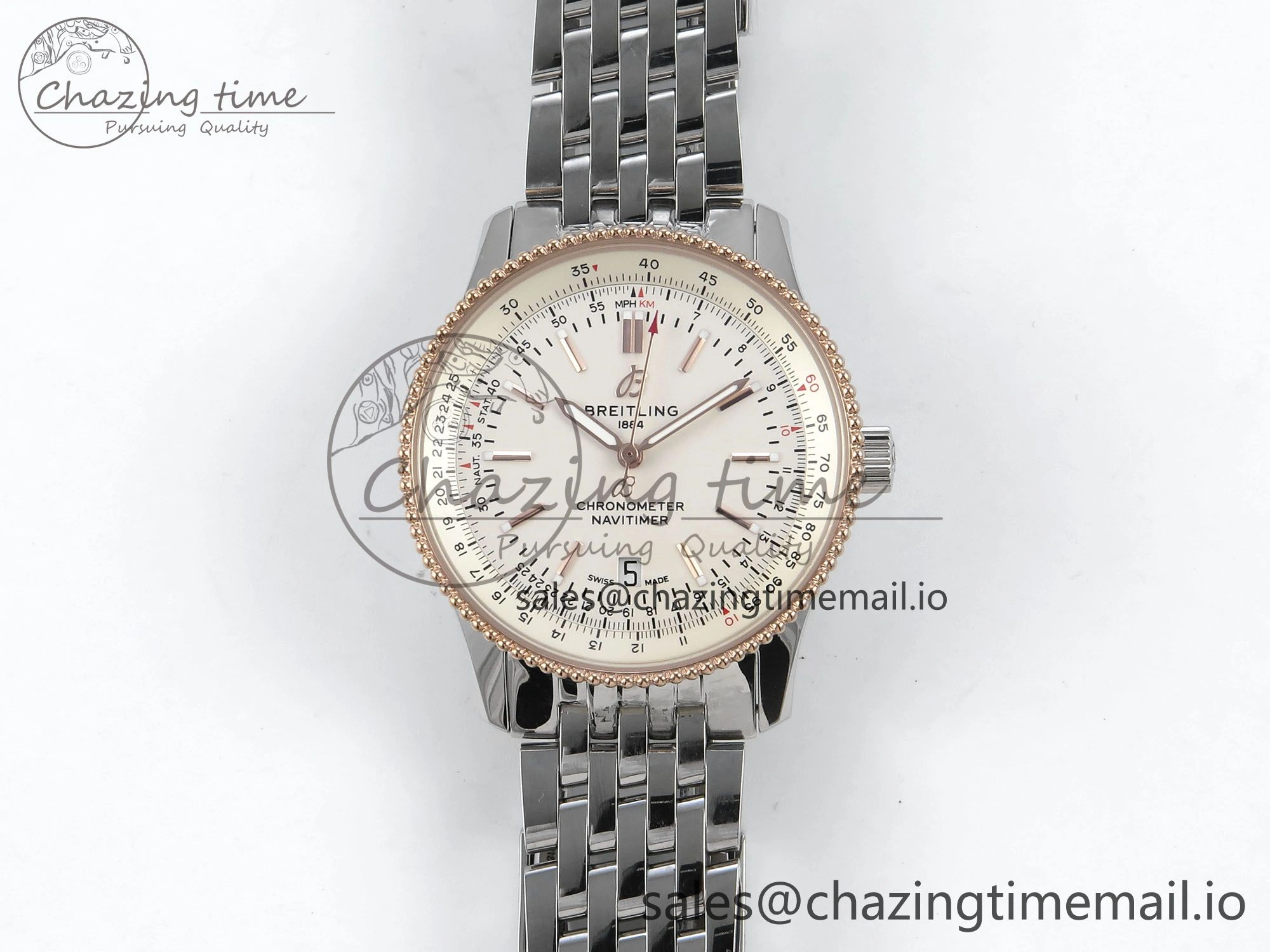 Navitimer 1 RG 41mm TF 1:1 Best Edition SS Bezel White Dial on SS Bracelet A HighQuality 5493