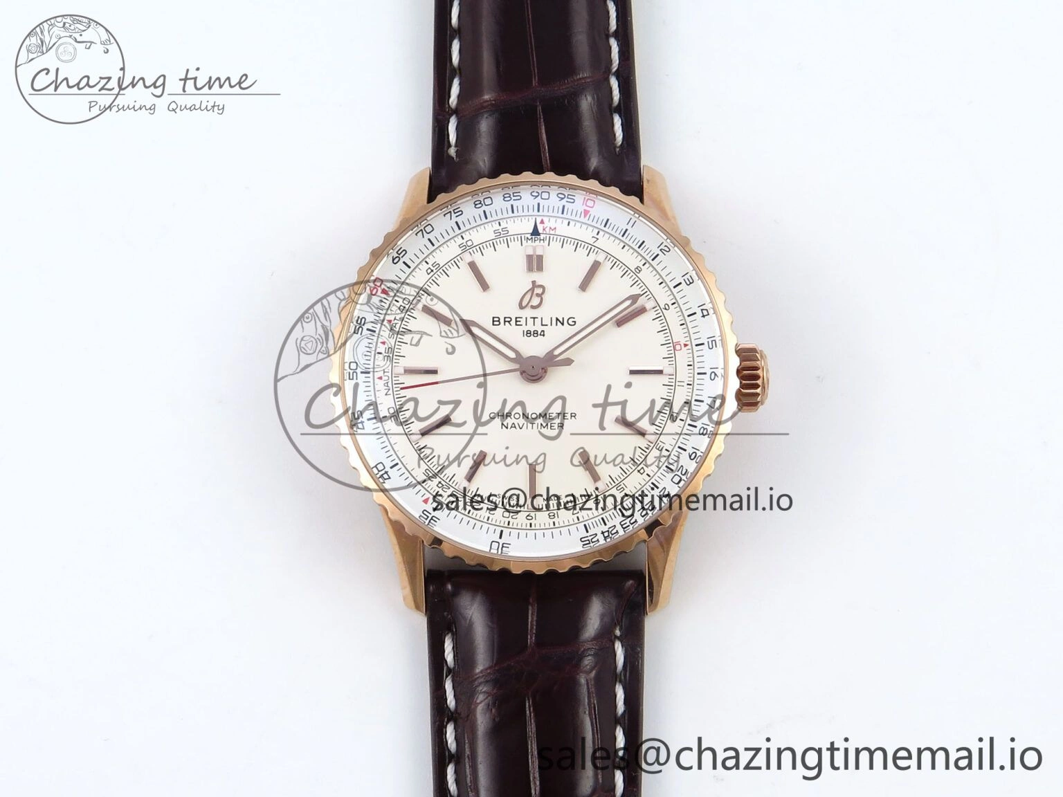ModernLook Navitimer 1 RG 41mm TF 1:1 Best Edition White Bezel White Dial on Brown Leather Strap A 5472