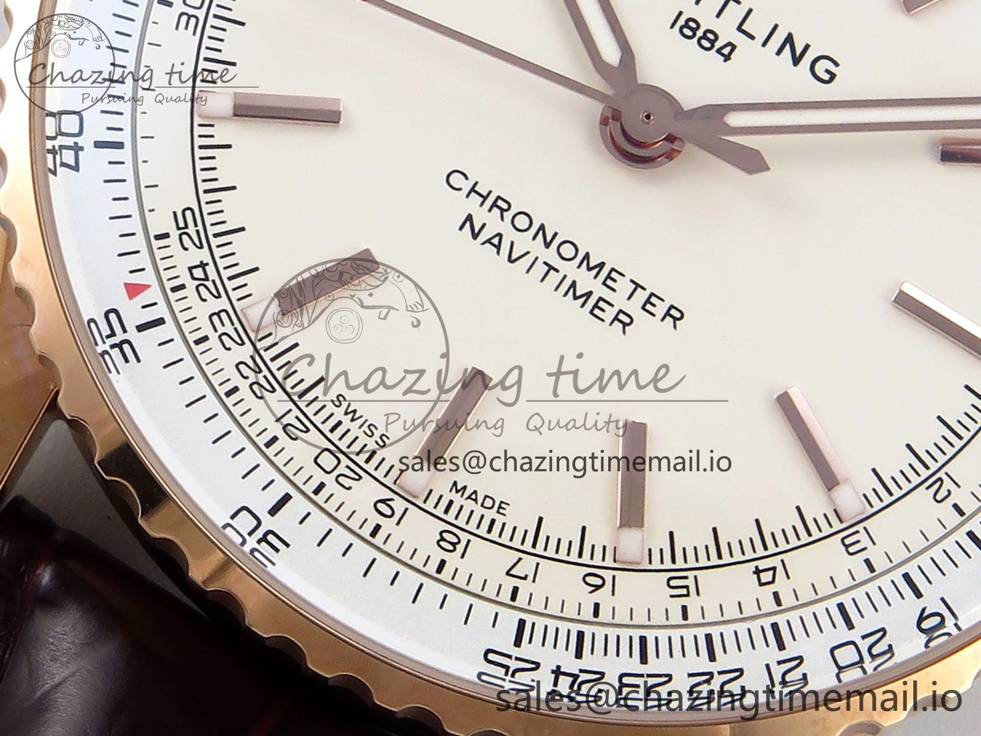 ModernLook Navitimer 1 RG 41mm TF 1:1 Best Edition White Bezel White Dial on Brown Leather Strap A 5472