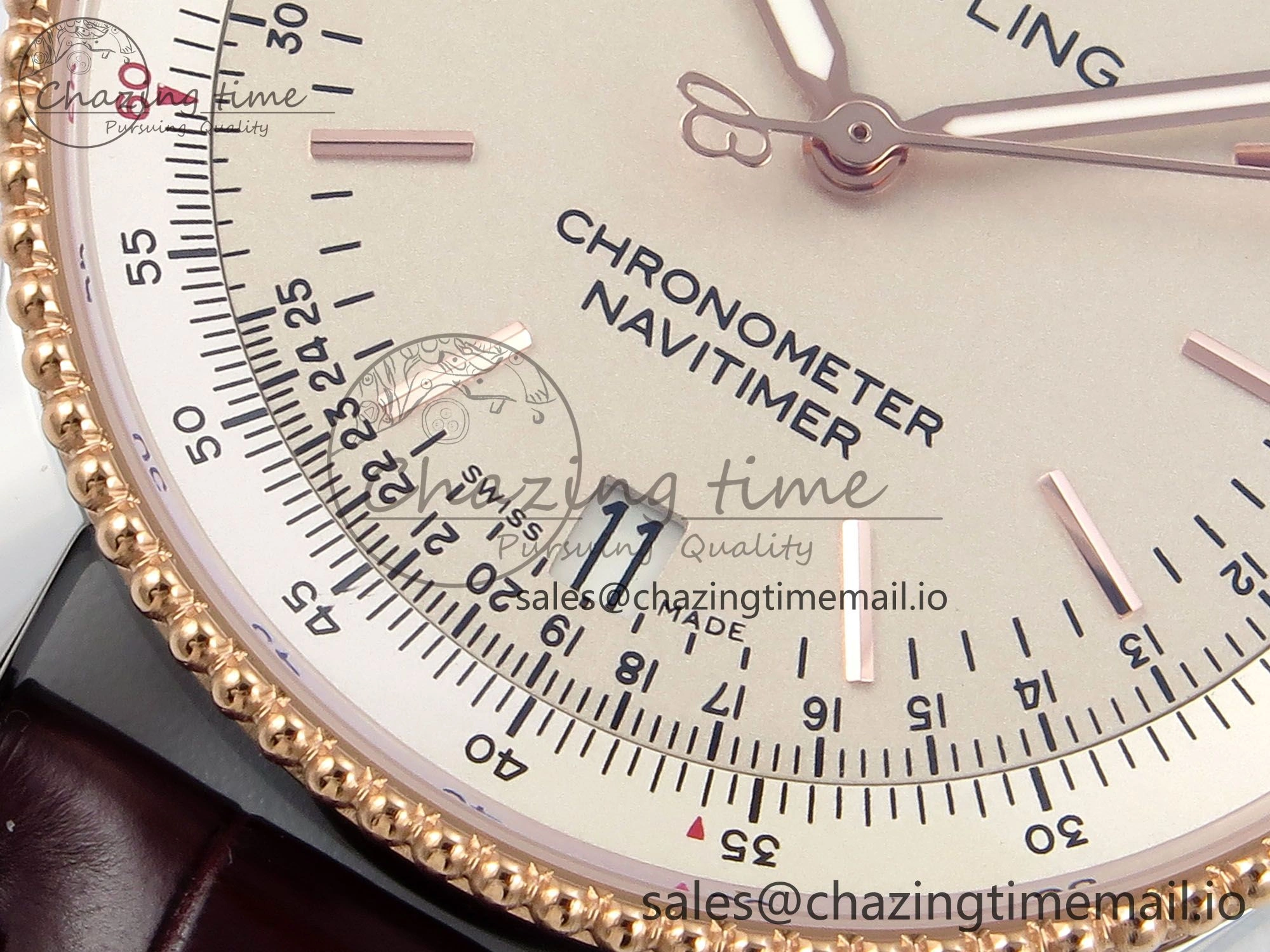 Minimalist Navitimer 1 RG SS 38mm TF 1:1 Best Edition White Bezel White Dial on Brown Leather Strap A 5480