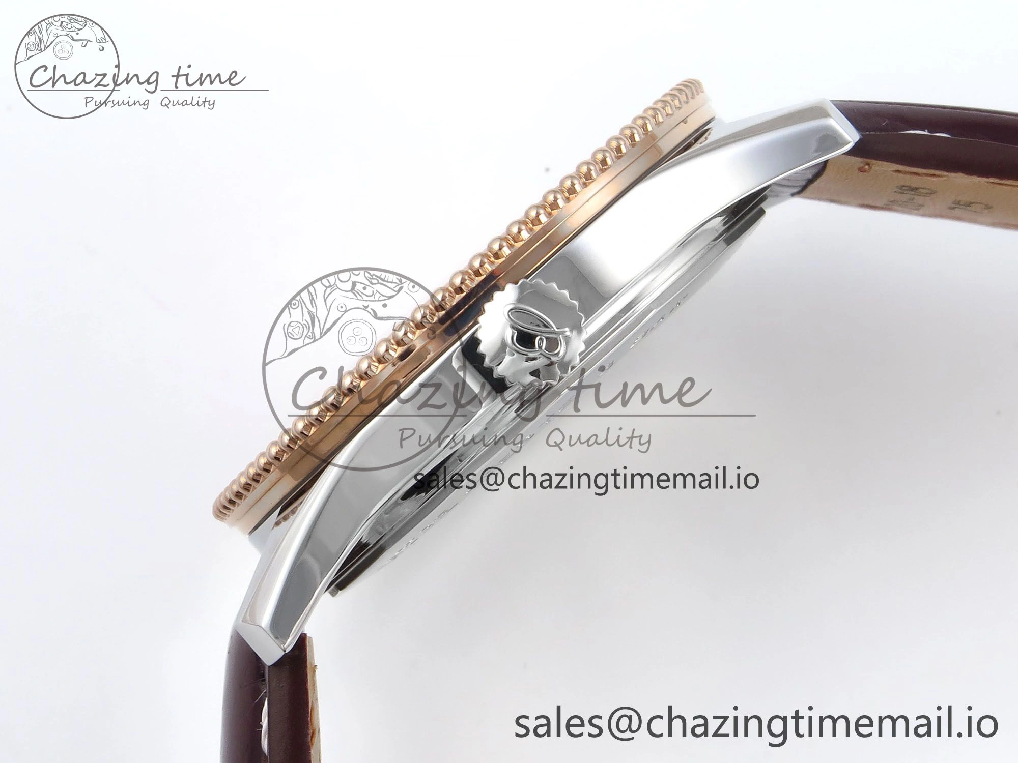 Minimalist Navitimer 1 RG SS 38mm TF 1:1 Best Edition White Bezel White Dial on Brown Leather Strap A 5480