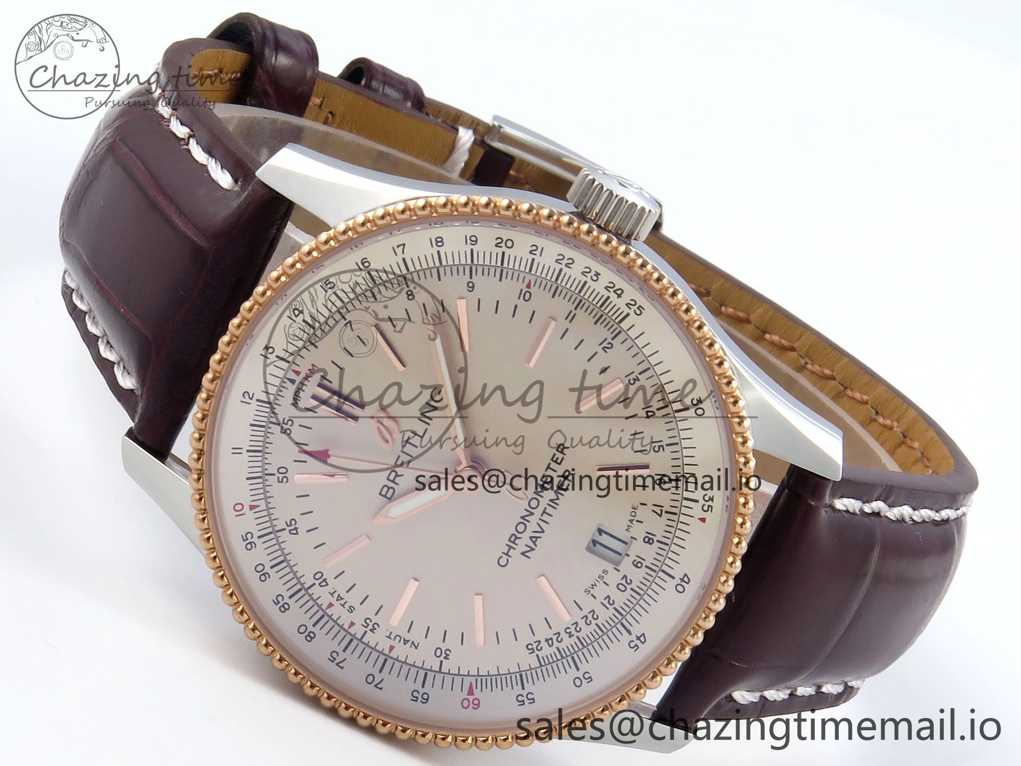 Minimalist Navitimer 1 RG SS 38mm TF 1:1 Best Edition White Bezel White Dial on Brown Leather Strap A 5480