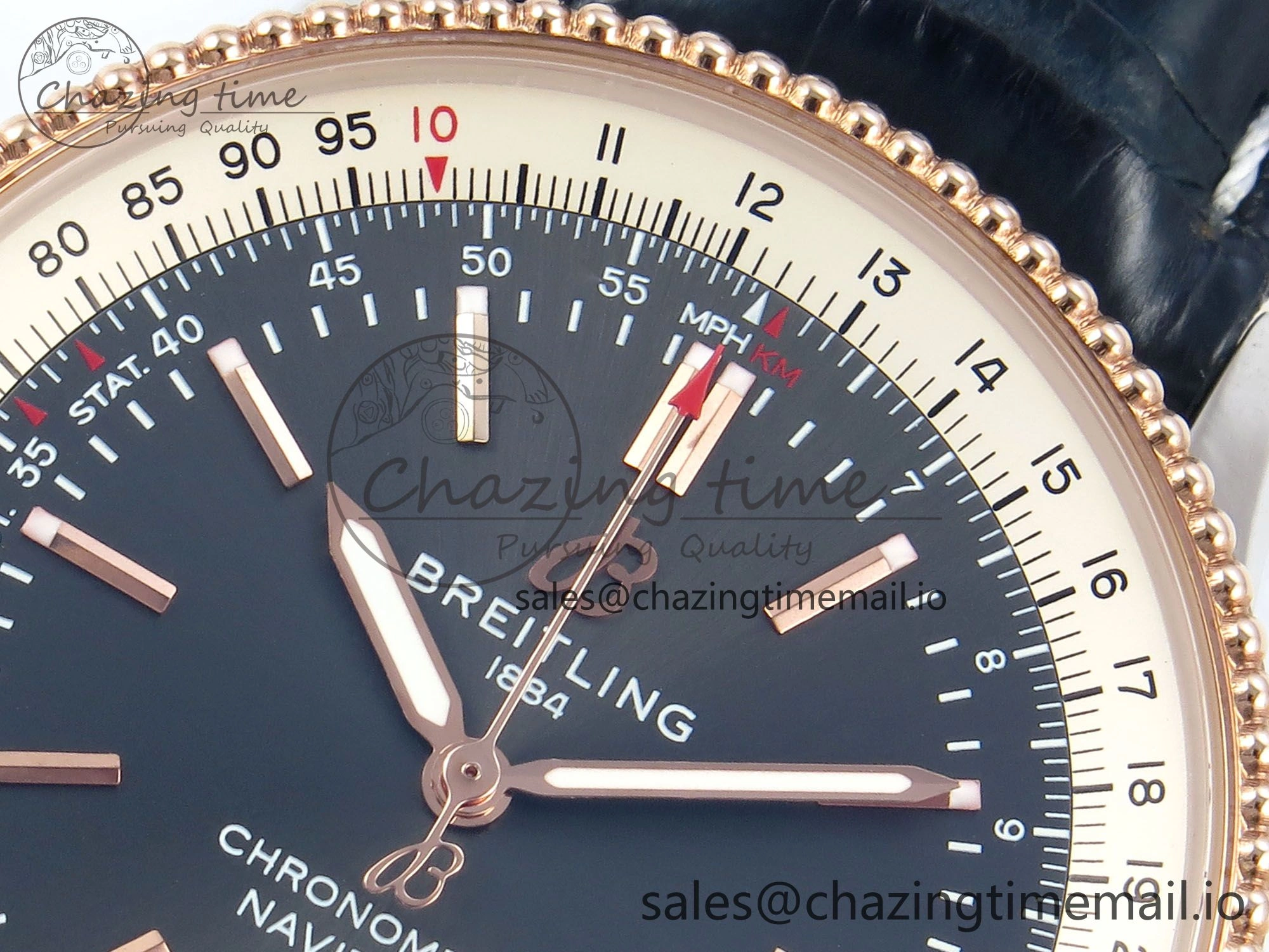Effortless Navitimer 1 RG SS 41mm TF 1:1 Best Edition White Bezel Gray Dial on Blue Leather Strap A 5488