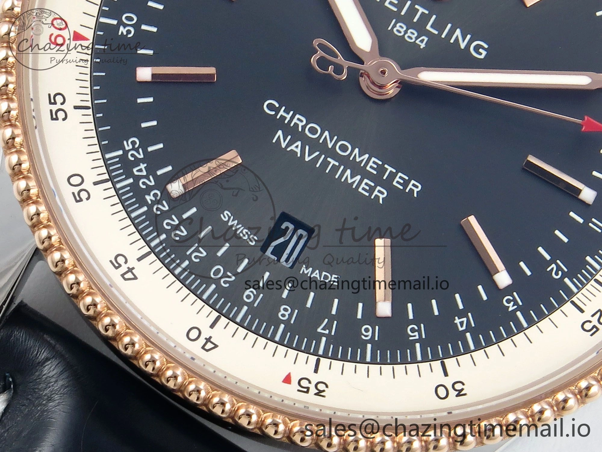 Effortless Navitimer 1 RG SS 41mm TF 1:1 Best Edition White Bezel Gray Dial on Blue Leather Strap A 5488