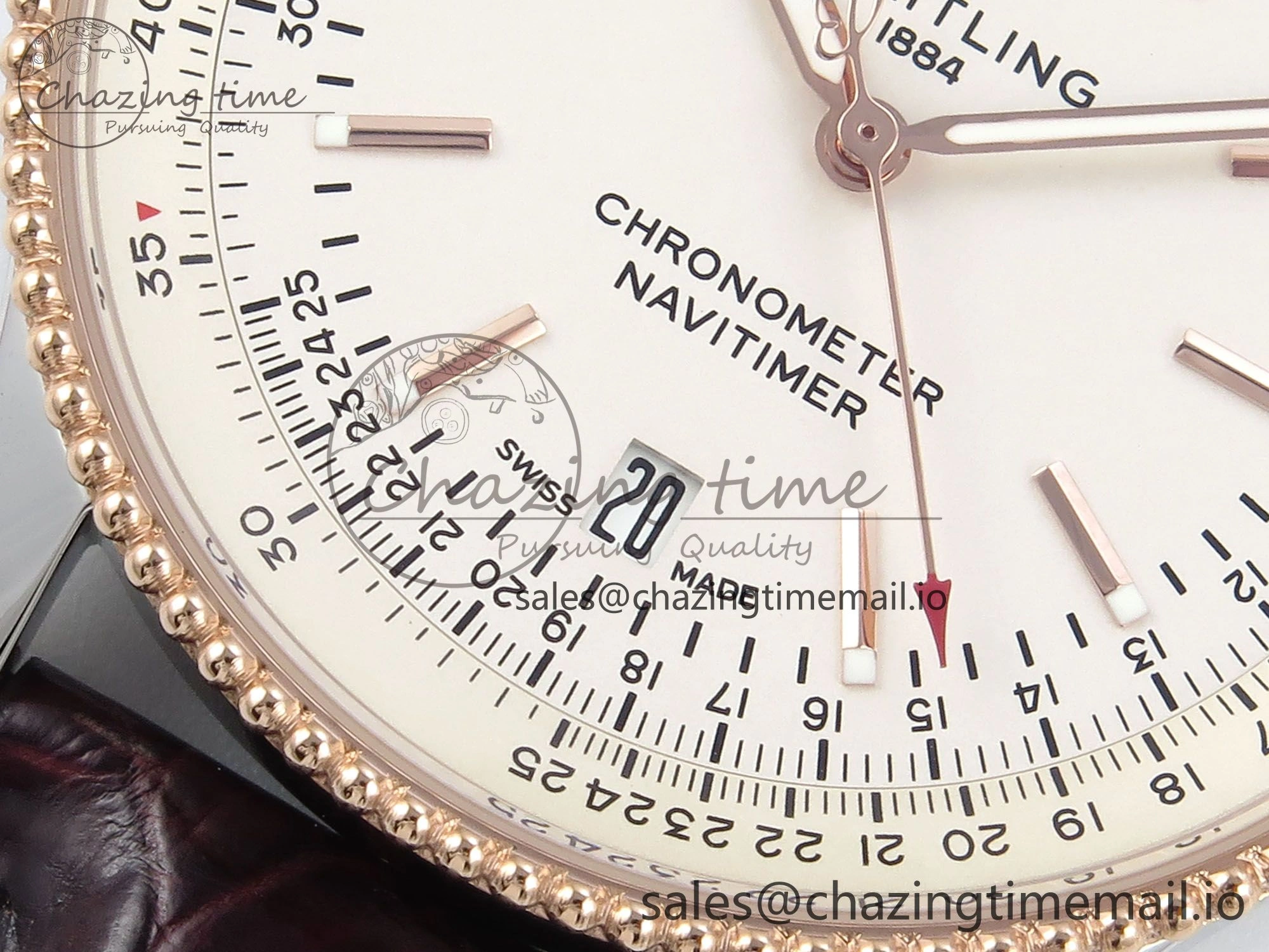 Navitimer 1 RG SS 41mm TF 1:1 Best Edition White Bezel White Dial on Brown Leather Strap A Chic 5486