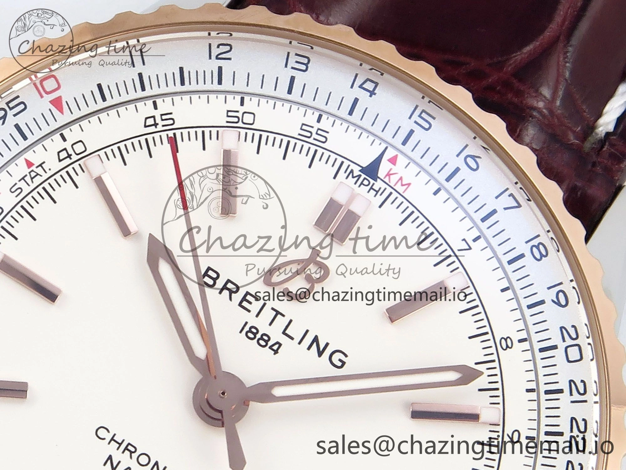 Navitimer 1 RG SS 41mm TF 1:1 Best Edition White Bezel White Dial on Brown Leather Strap A Snug 5473