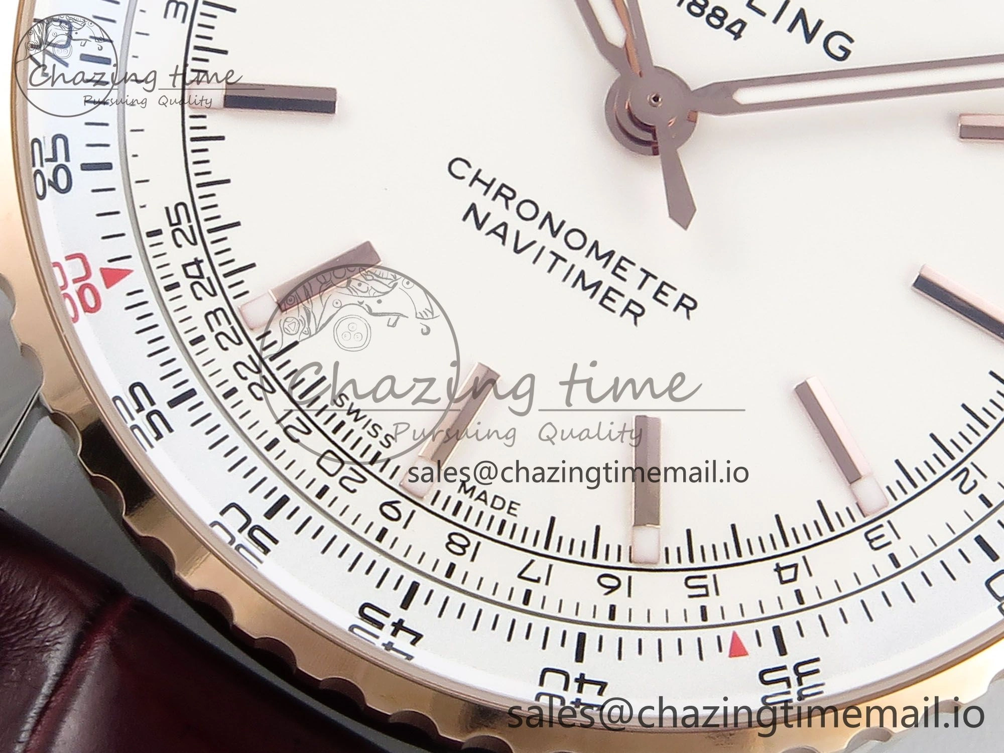 Navitimer 1 RG SS 41mm TF 1:1 Best Edition White Bezel White Dial on Brown Leather Strap A Snug 5473