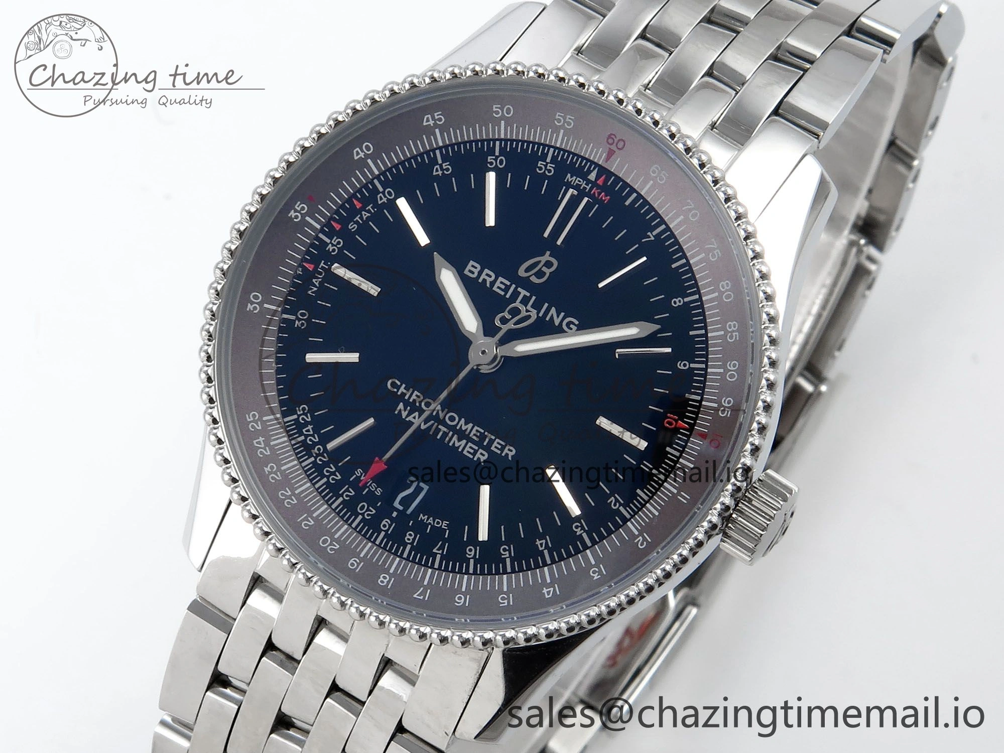 Navitimer 1 SS 38mm TF 1:1 Best Edition Black Bezel Black Dial on SS Bracelet A Trendsetting 5499