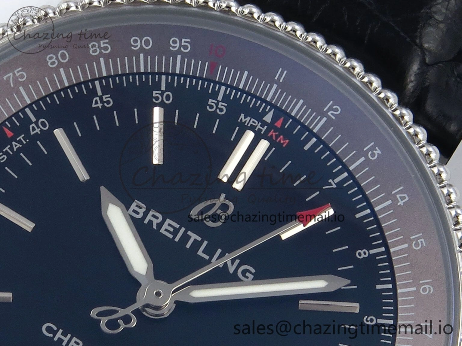 Navitimer 1 SS 38mm TF 1:1 Best Edition Black Bezel Blue Dial on Black Leather Strap A Premium 5478