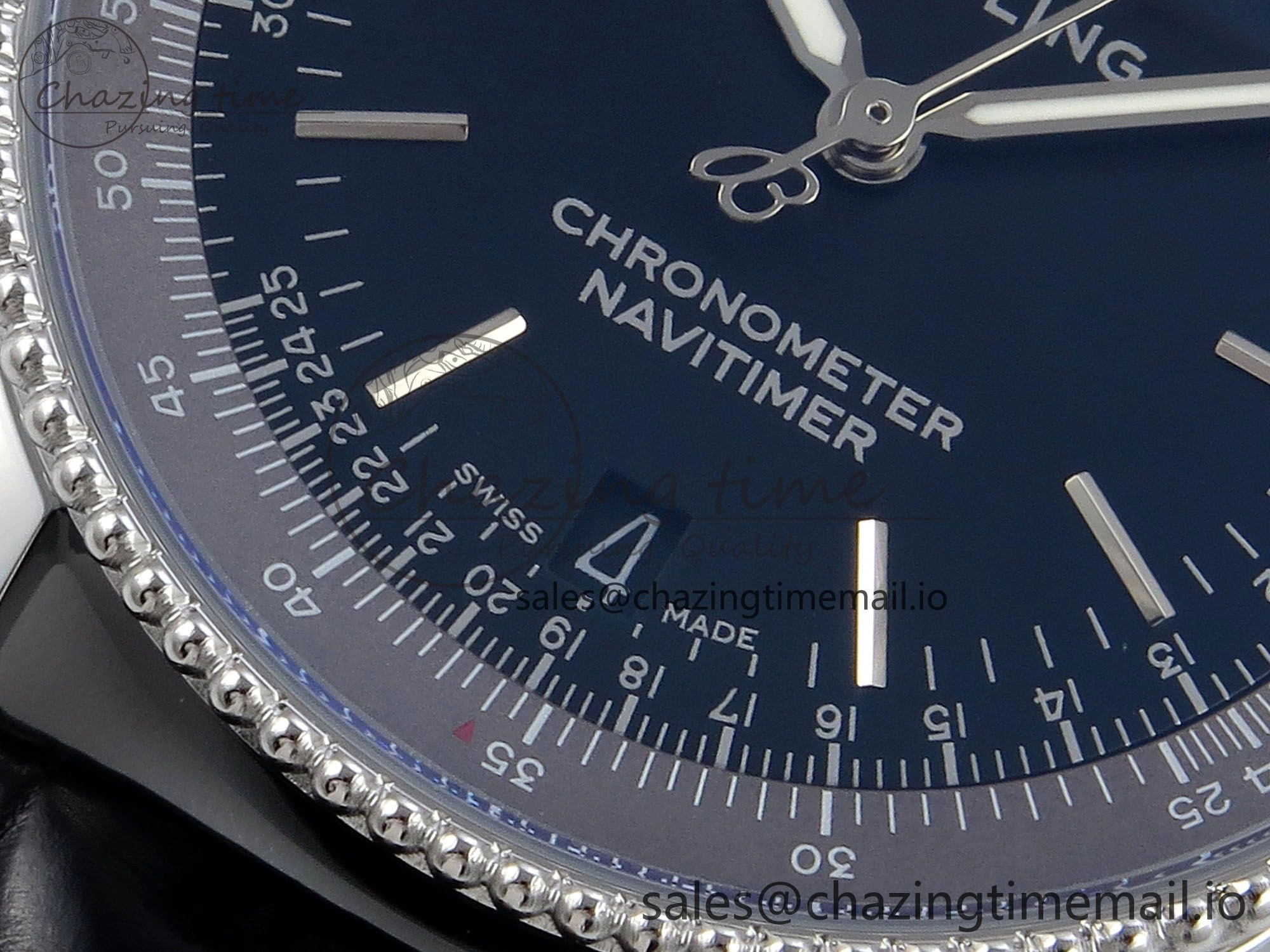 Navitimer 1 SS 38mm TF 1:1 Best Edition Black Bezel Blue Dial on Black Leather Strap A Premium 5478