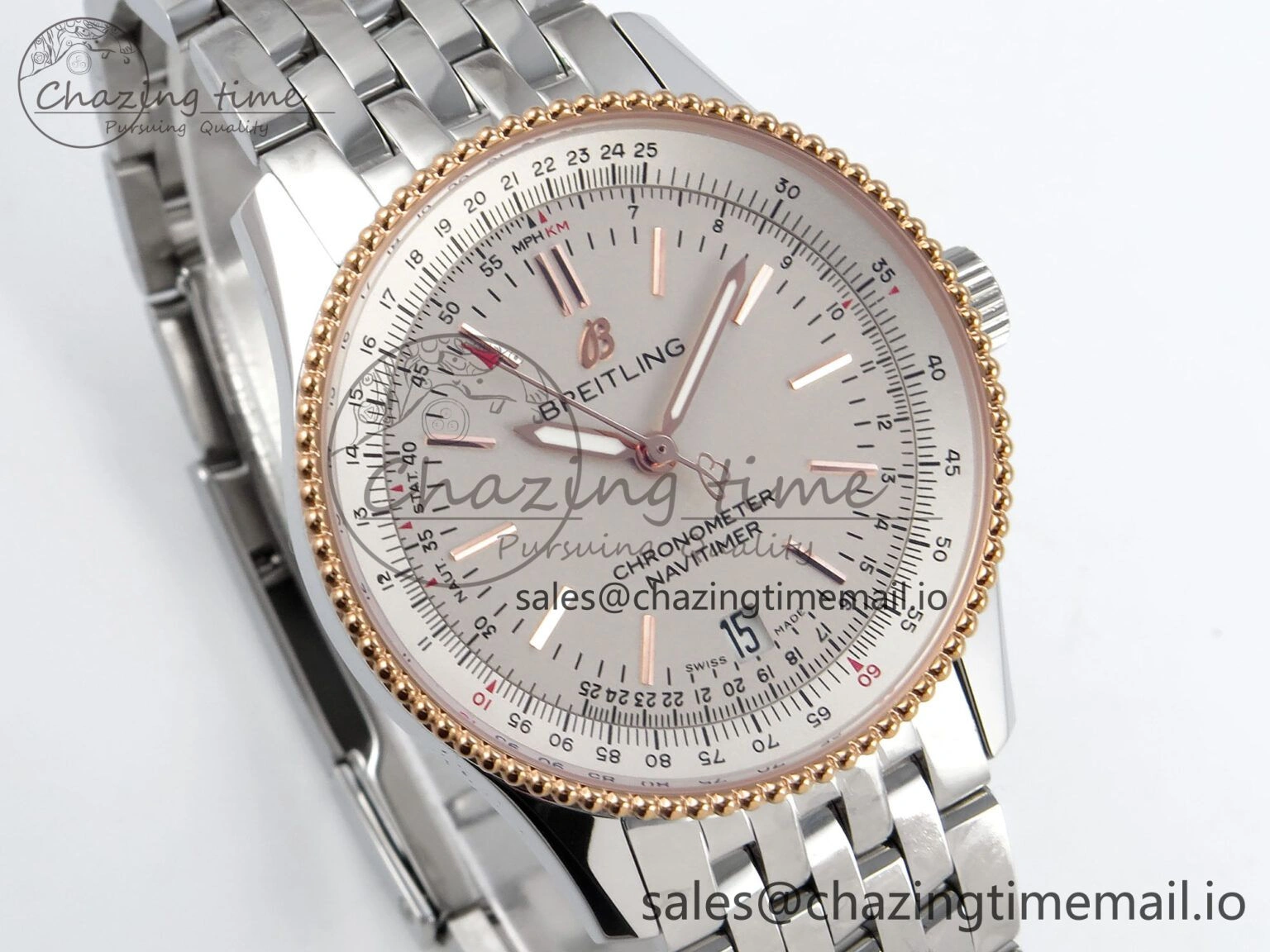 Navitimer 1 SS 38mm TF 1:1 Best Edition RG Bezel White Dial on SS Bracelet A SunProtective 5497