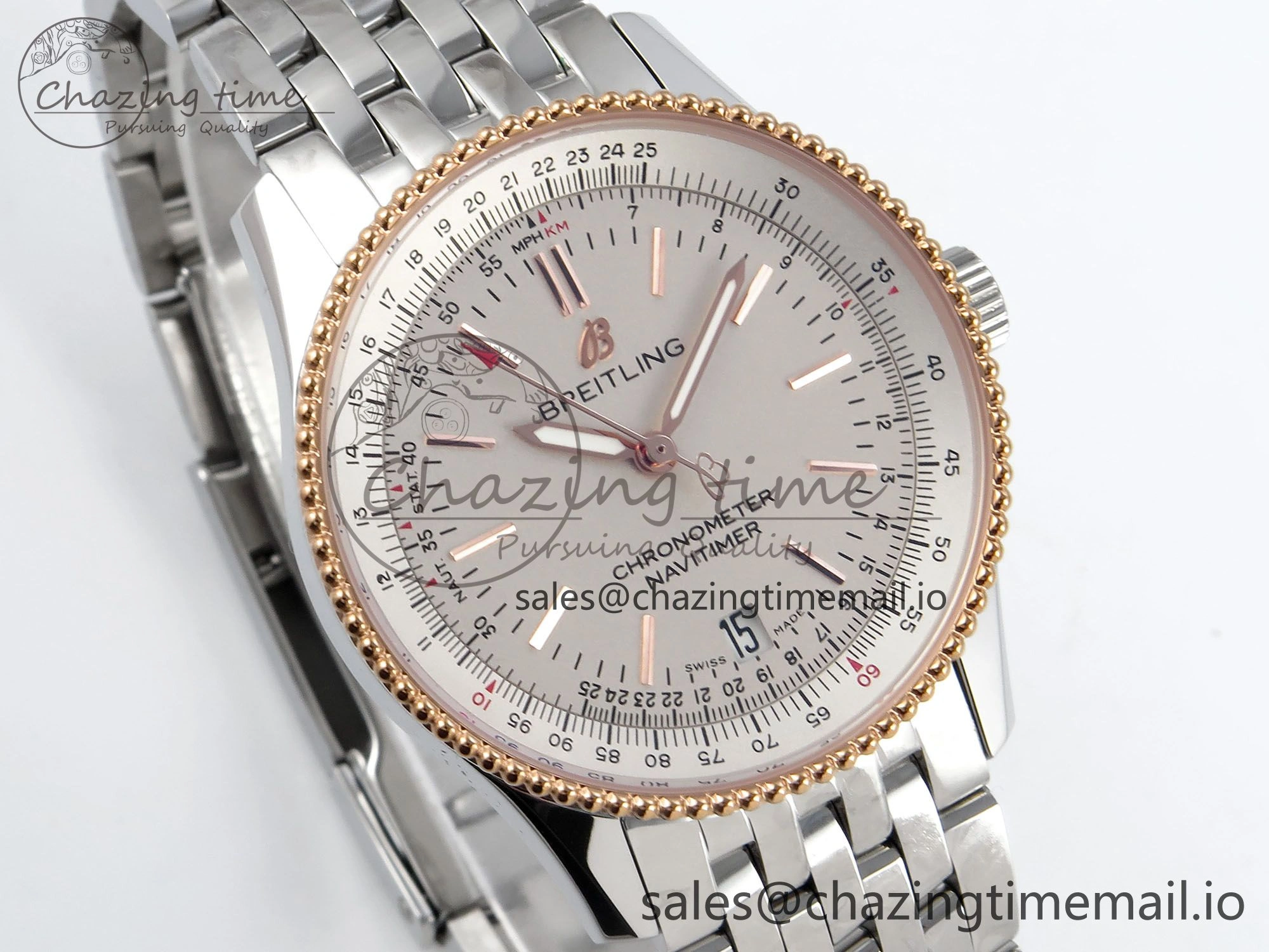 Navitimer 1 SS 38mm TF 1:1 Best Edition RG Bezel White Dial on SS Bracelet A SunProtective 5497