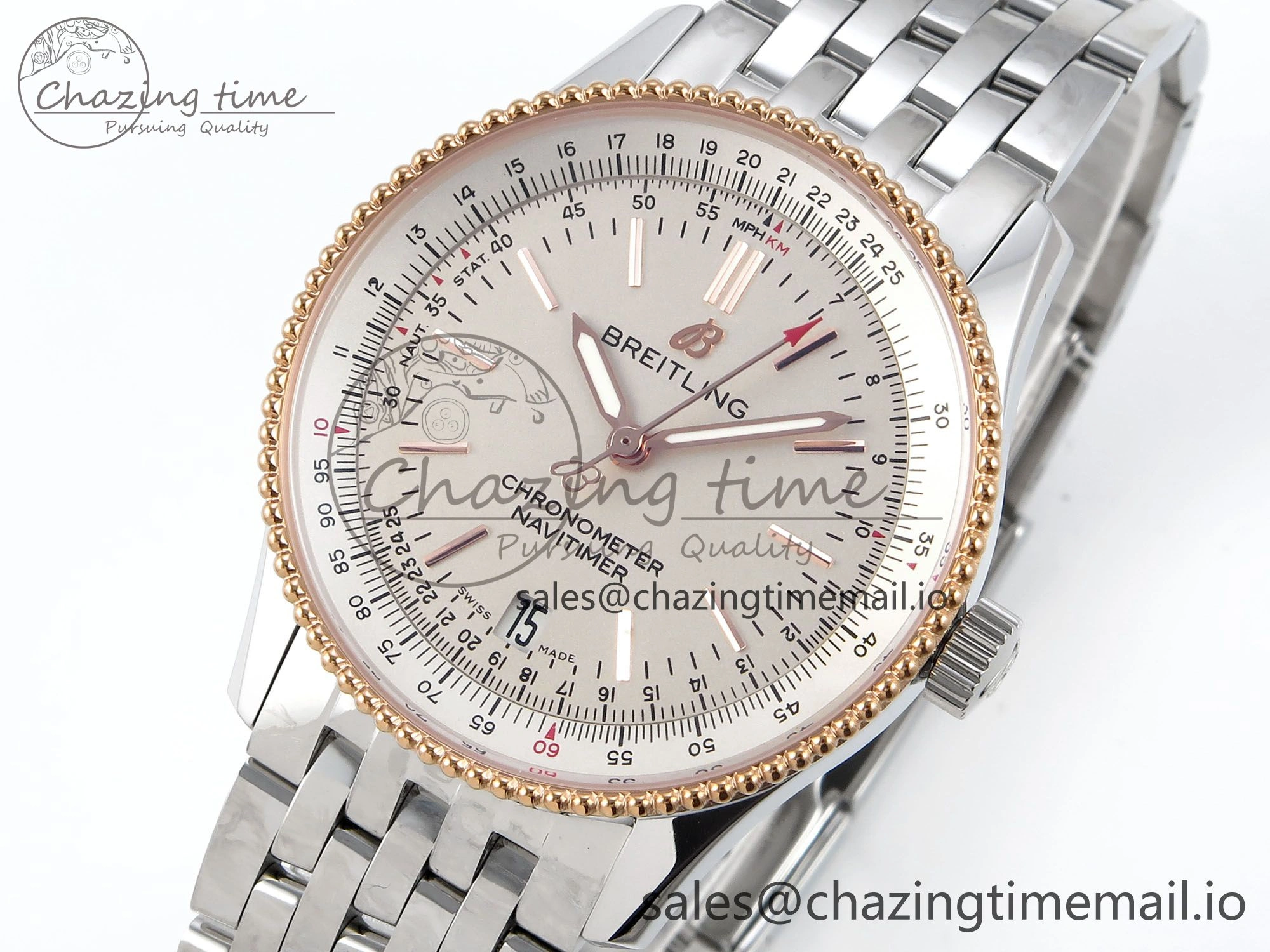 Navitimer 1 SS 38mm TF 1:1 Best Edition RG Bezel White Dial on SS Bracelet A SunProtective 5497