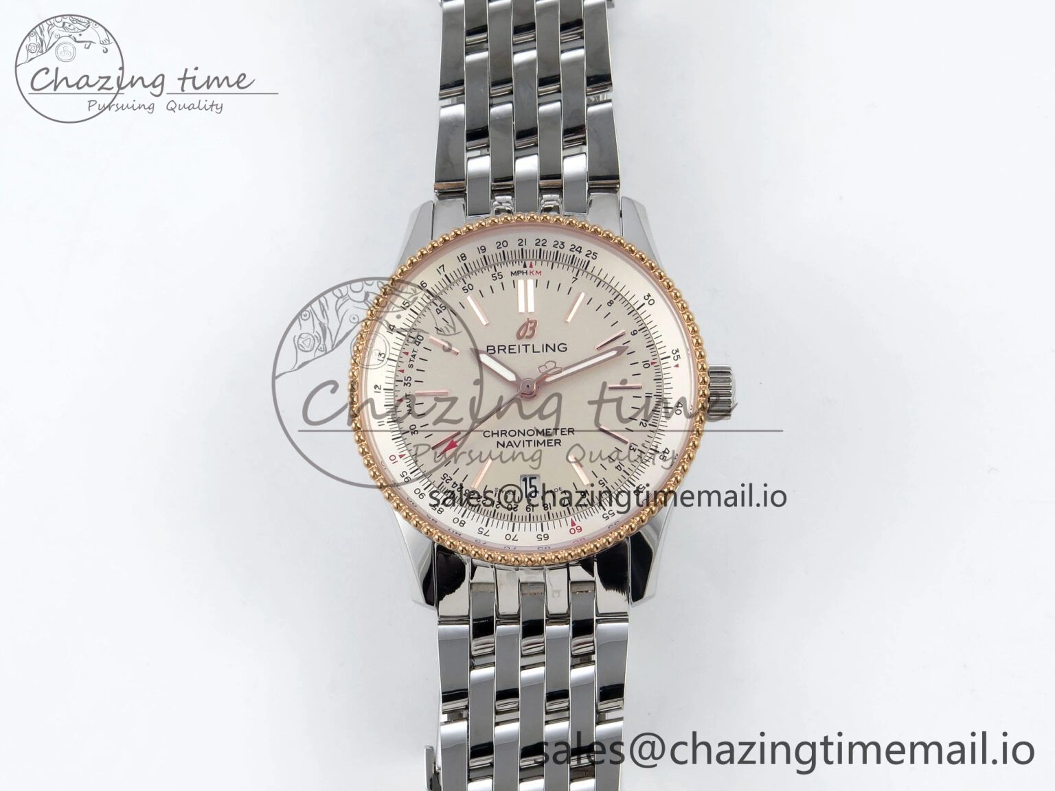 Navitimer 1 SS 38mm TF 1:1 Best Edition RG Bezel White Dial on SS Bracelet A SunProtective 5497
