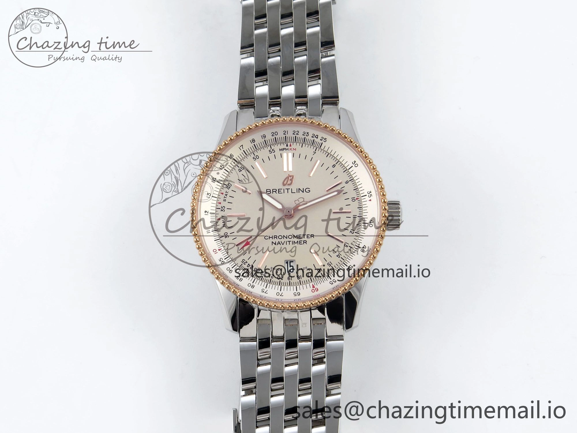 Navitimer 1 SS 38mm TF 1:1 Best Edition RG Bezel White Dial on SS Bracelet A SunProtective 5497