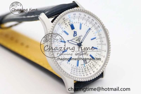 UrbanStyle Navitimer 1 SS 38mm TF 1:1 Best Edition SS Bezel White Dial on Blue Croco Strap A 5523