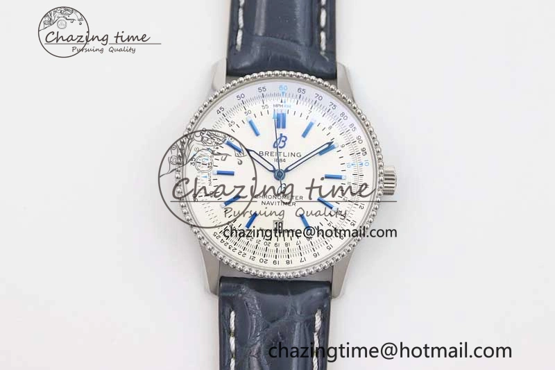 UrbanStyle Navitimer 1 SS 38mm TF 1:1 Best Edition SS Bezel White Dial on Blue Croco Strap A 5523