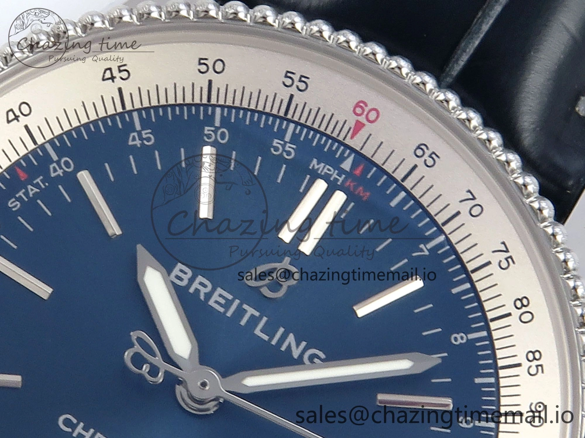 SmoothTexture Navitimer 1 SS 38mm TF 1:1 Best Edition White Bezel Blue Dial on Blue Leather Strap A 5479