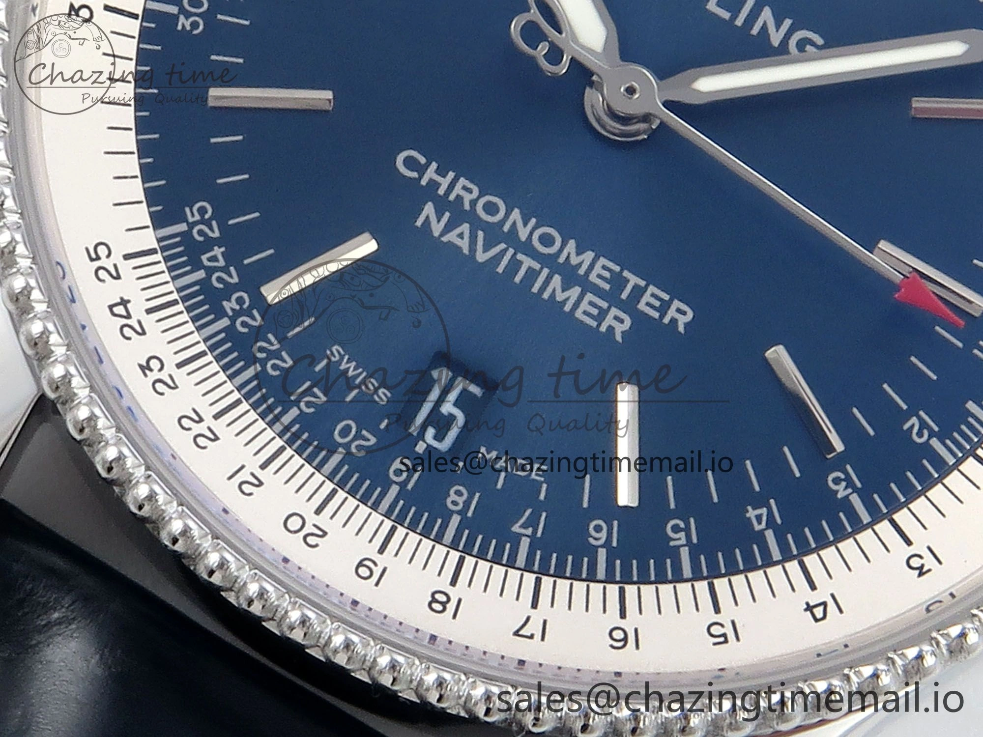 SmoothTexture Navitimer 1 SS 38mm TF 1:1 Best Edition White Bezel Blue Dial on Blue Leather Strap A 5479