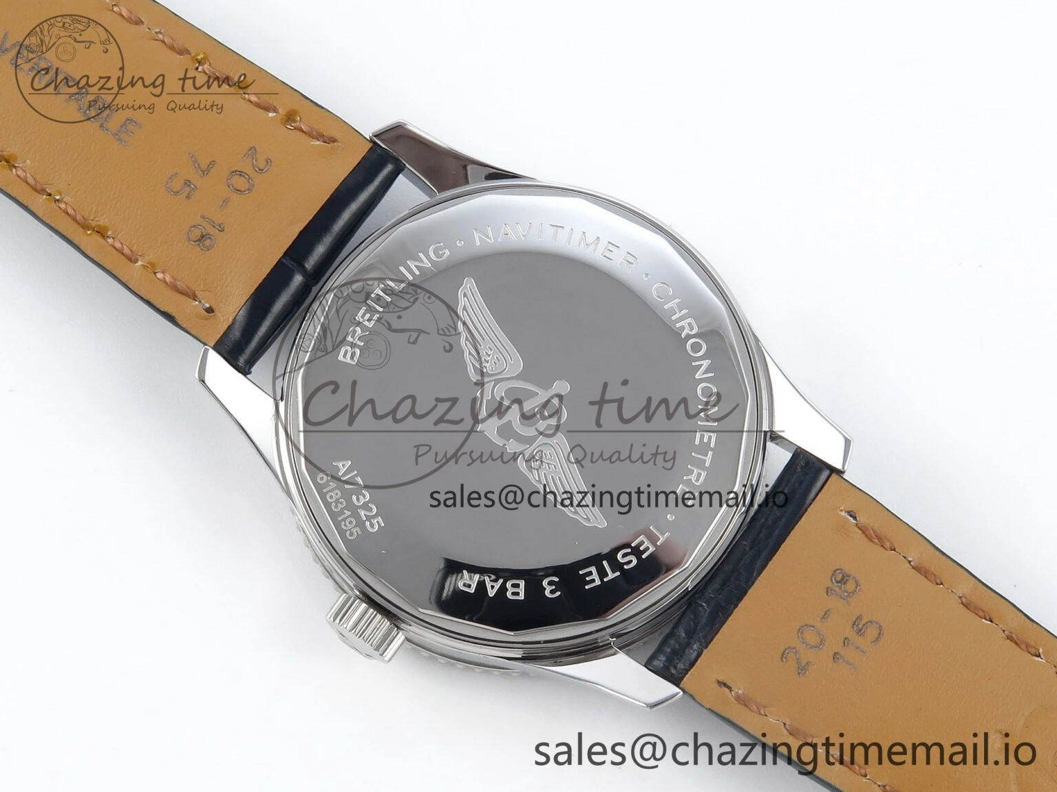 SmoothTexture Navitimer 1 SS 38mm TF 1:1 Best Edition White Bezel Blue Dial on Blue Leather Strap A 5479