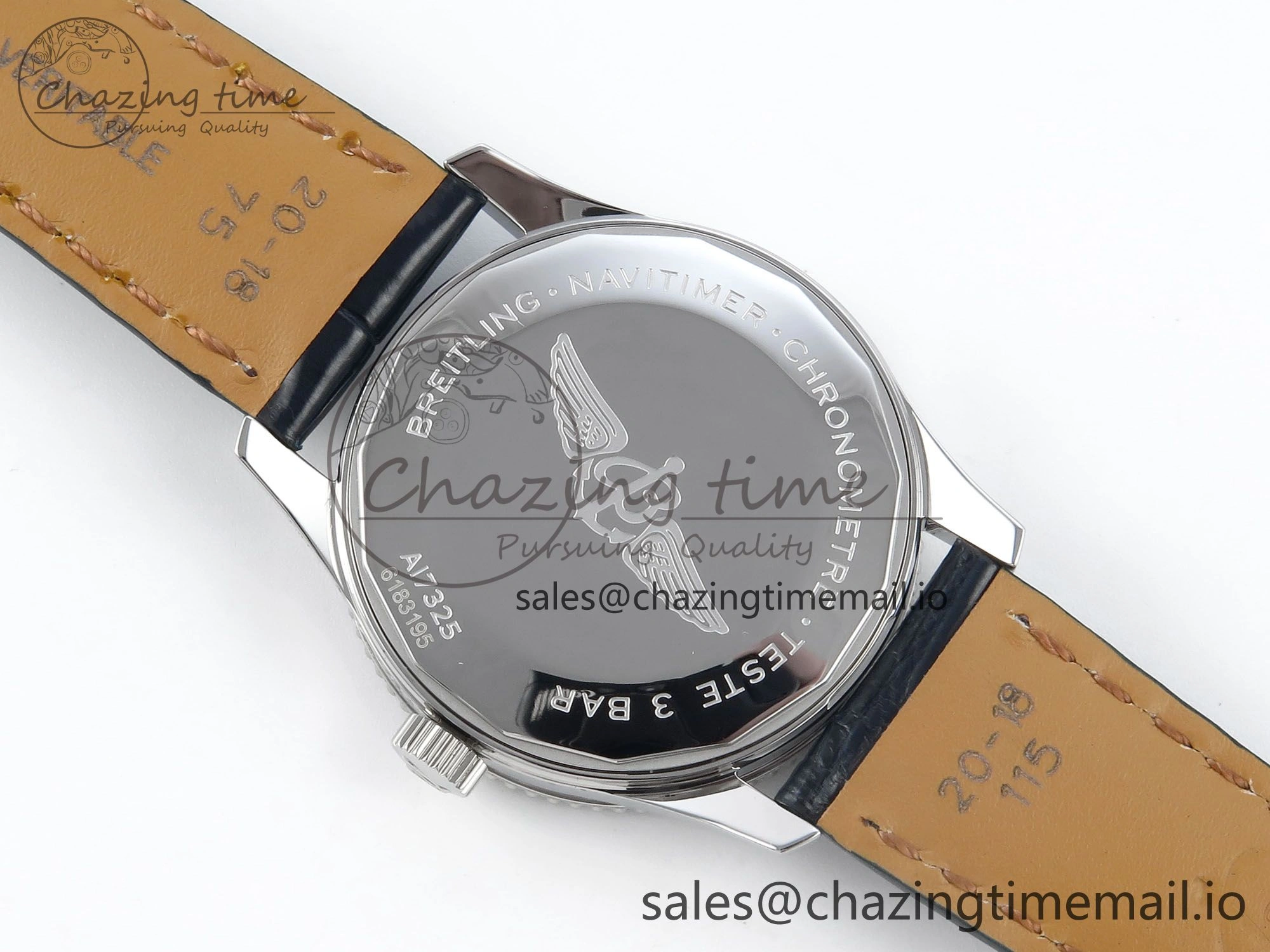 SmoothTexture Navitimer 1 SS 38mm TF 1:1 Best Edition White Bezel Blue Dial on Blue Leather Strap A 5479