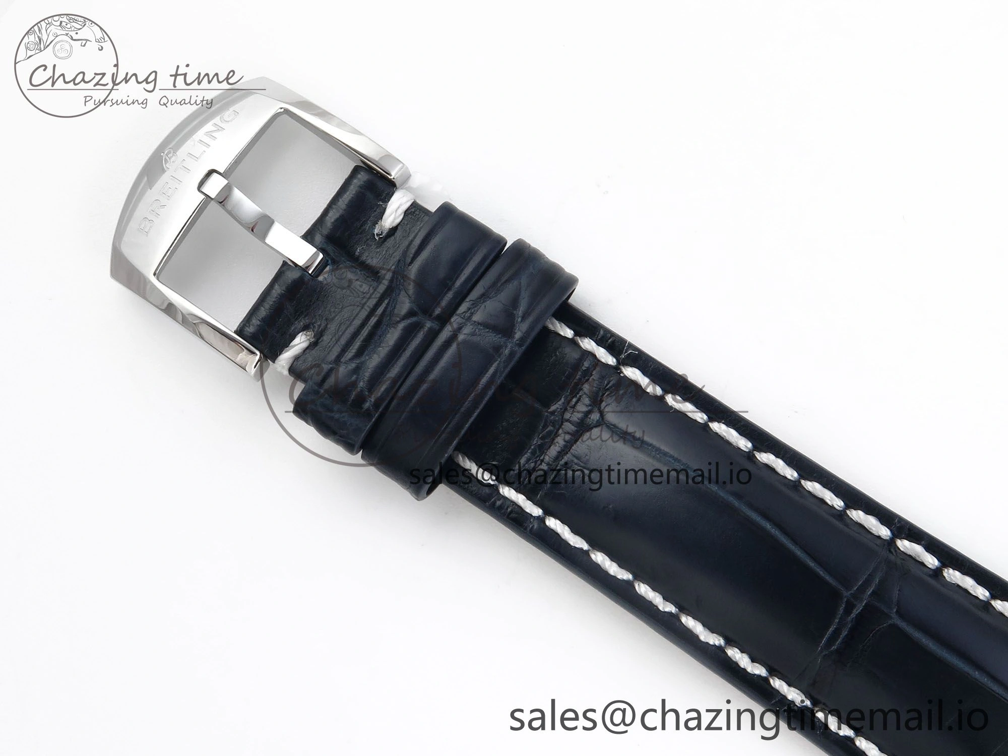 SmoothTexture Navitimer 1 SS 38mm TF 1:1 Best Edition White Bezel Blue Dial on Blue Leather Strap A 5479