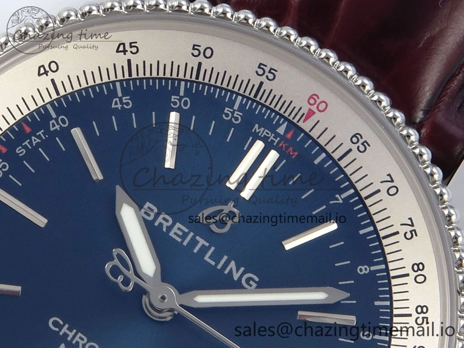 Packable Navitimer 1 SS 38mm TF 1:1 Best Edition White Bezel Blue Dial on Brown Leather Strap A 5477
