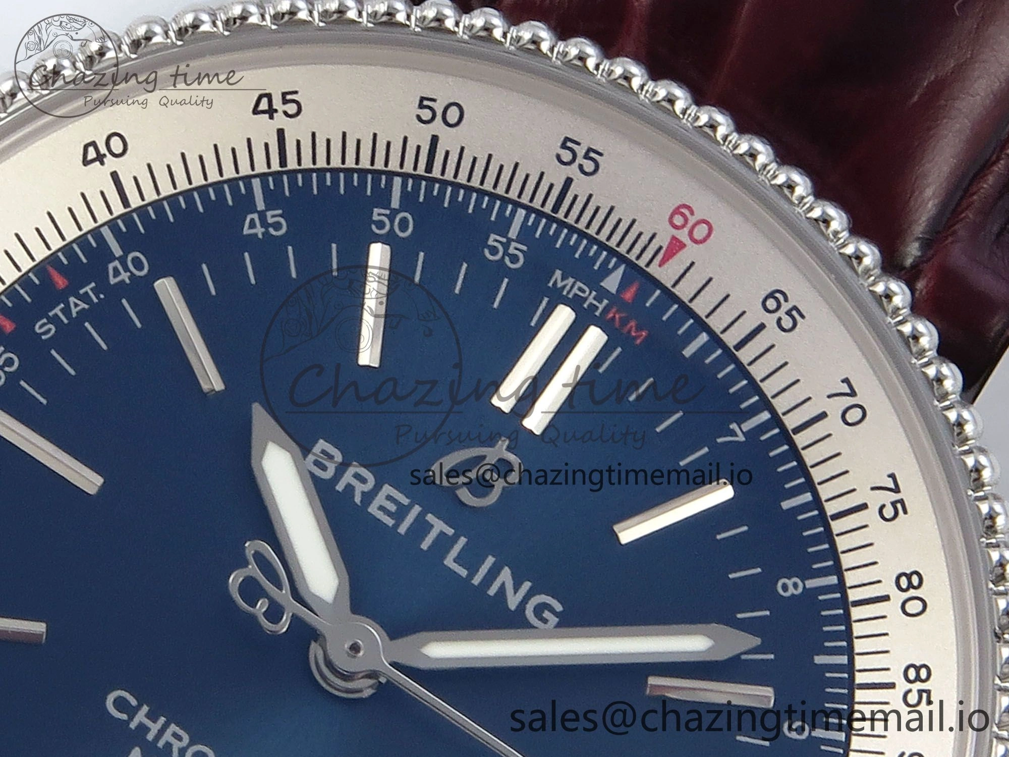 Packable Navitimer 1 SS 38mm TF 1:1 Best Edition White Bezel Blue Dial on Brown Leather Strap A 5477