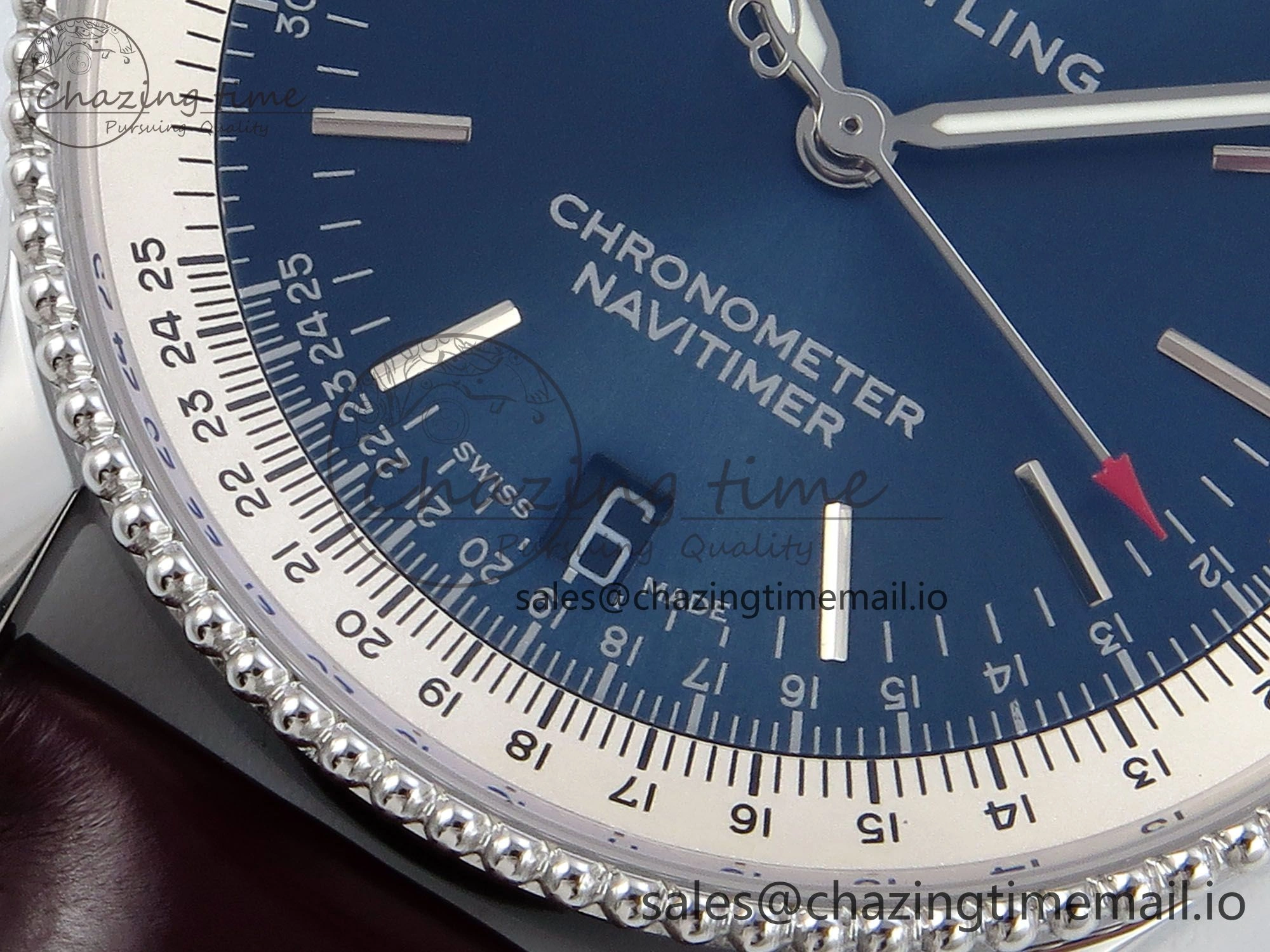 Packable Navitimer 1 SS 38mm TF 1:1 Best Edition White Bezel Blue Dial on Brown Leather Strap A 5477