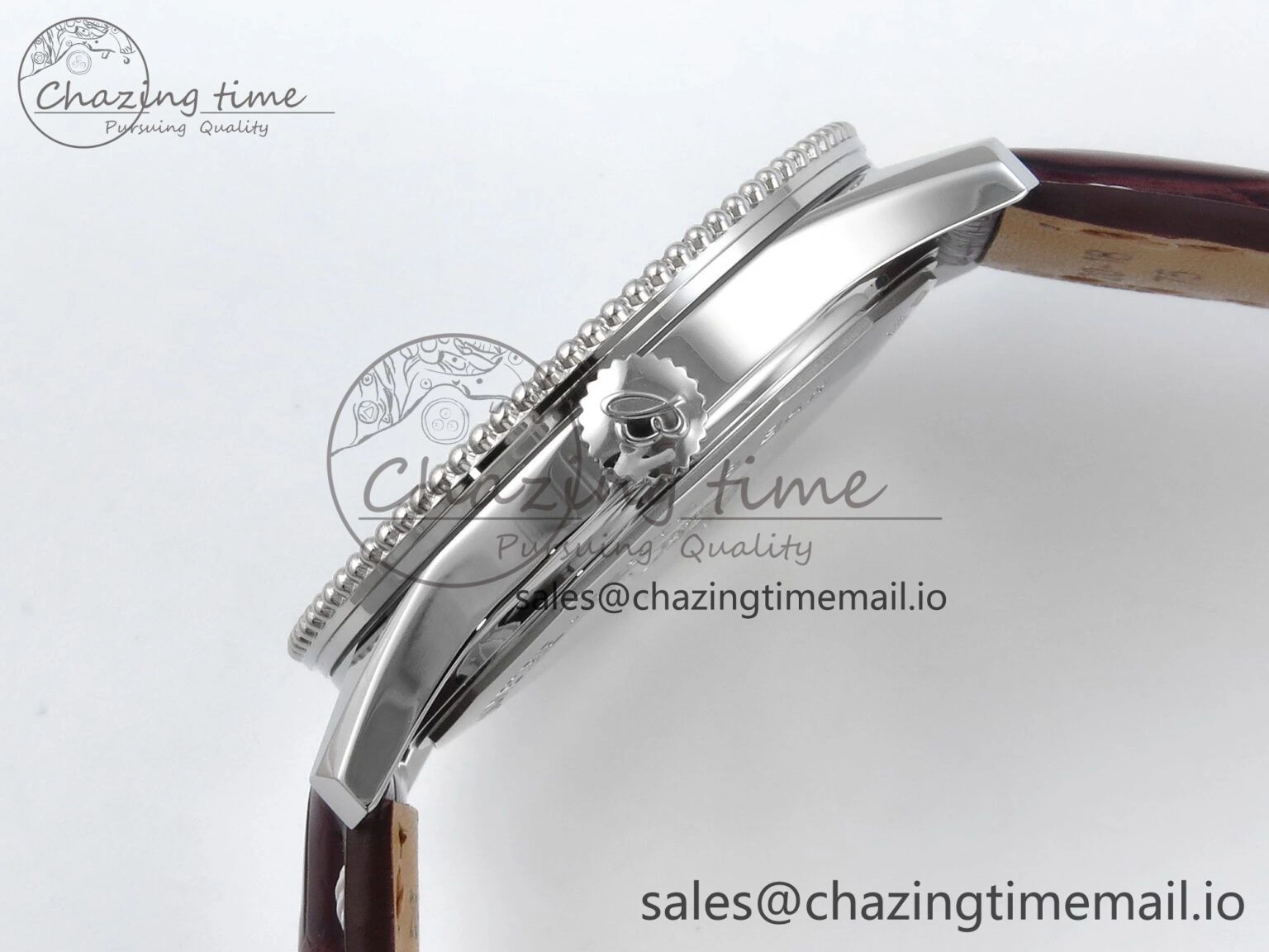 Packable Navitimer 1 SS 38mm TF 1:1 Best Edition White Bezel Blue Dial on Brown Leather Strap A 5477