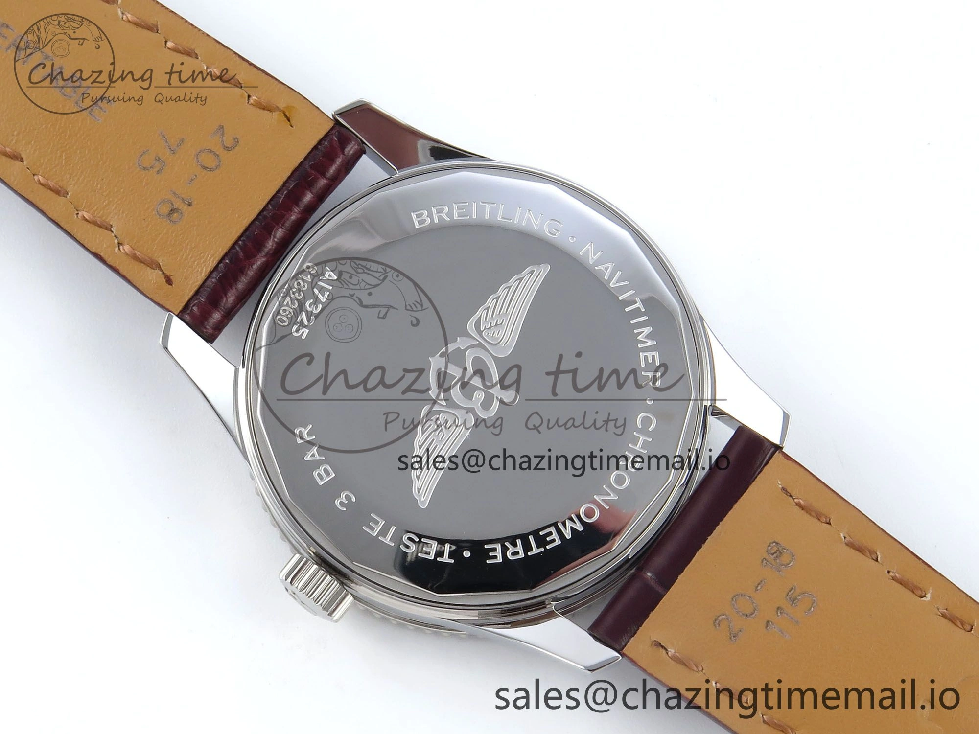 Packable Navitimer 1 SS 38mm TF 1:1 Best Edition White Bezel Blue Dial on Brown Leather Strap A 5477