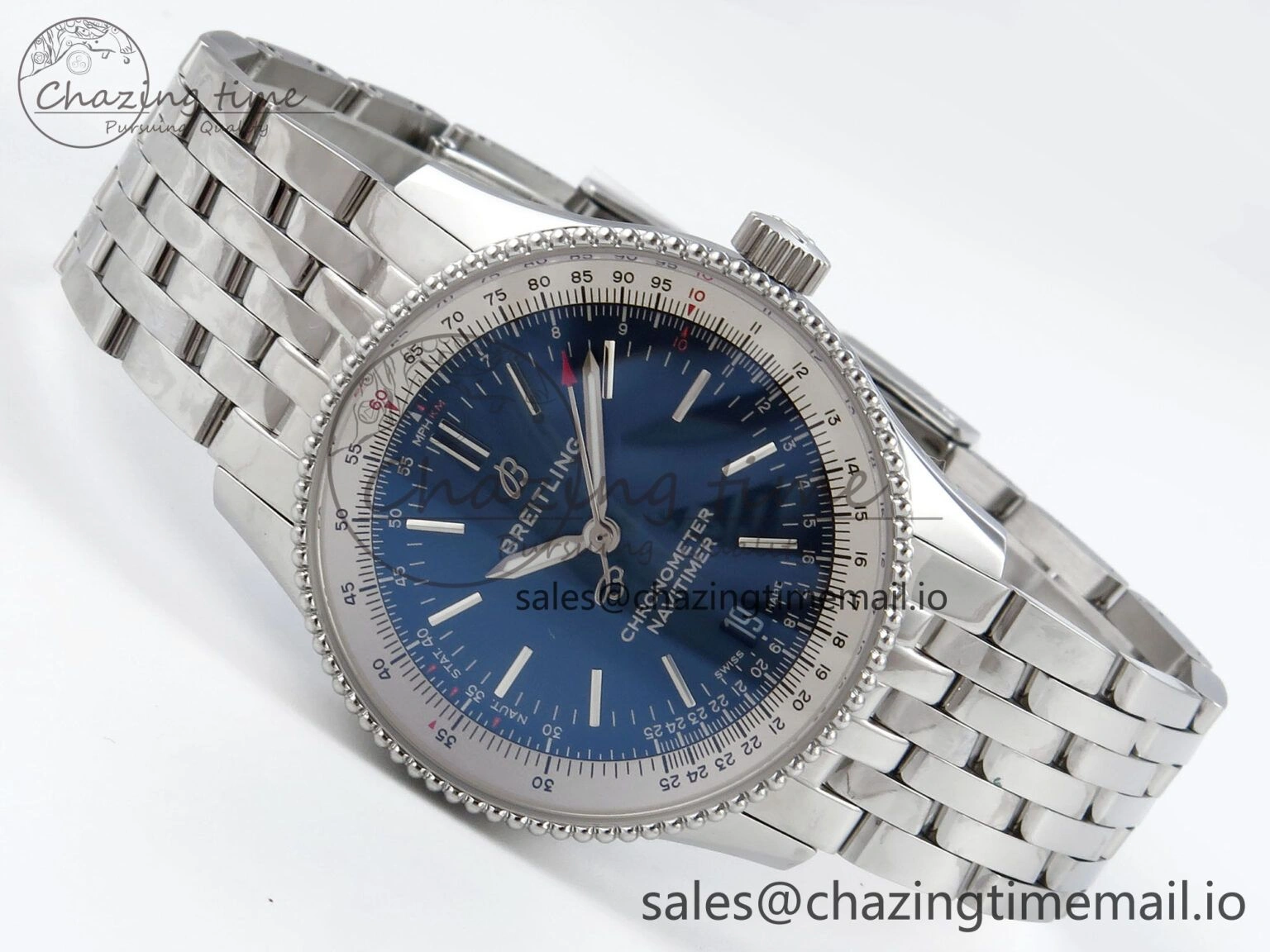 Navitimer 1 SS 38mm TF 1:1 Best Edition White Bezel Blue Dial on SS Bracelet A Affordable 5495