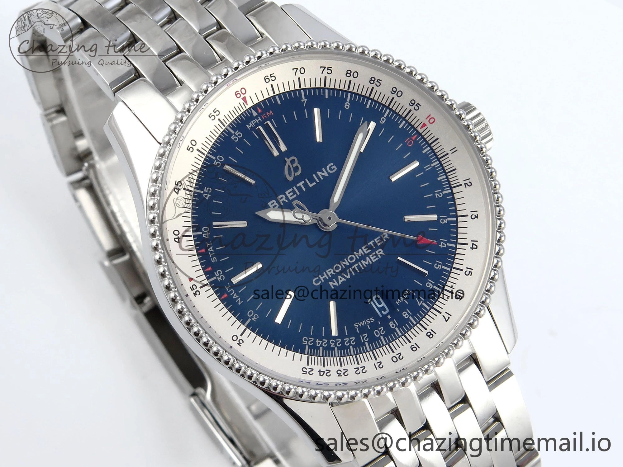 Navitimer 1 SS 38mm TF 1:1 Best Edition White Bezel Blue Dial on SS Bracelet A Affordable 5495