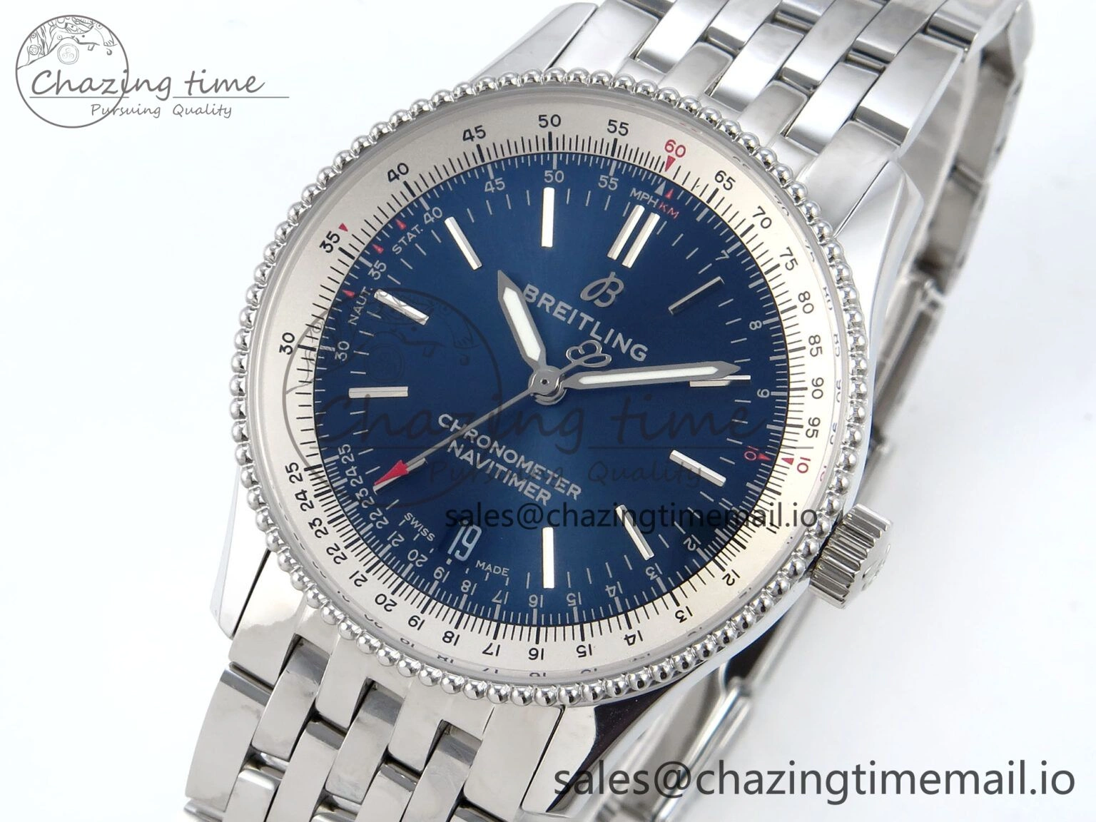Navitimer 1 SS 38mm TF 1:1 Best Edition White Bezel Blue Dial on SS Bracelet A Affordable 5495