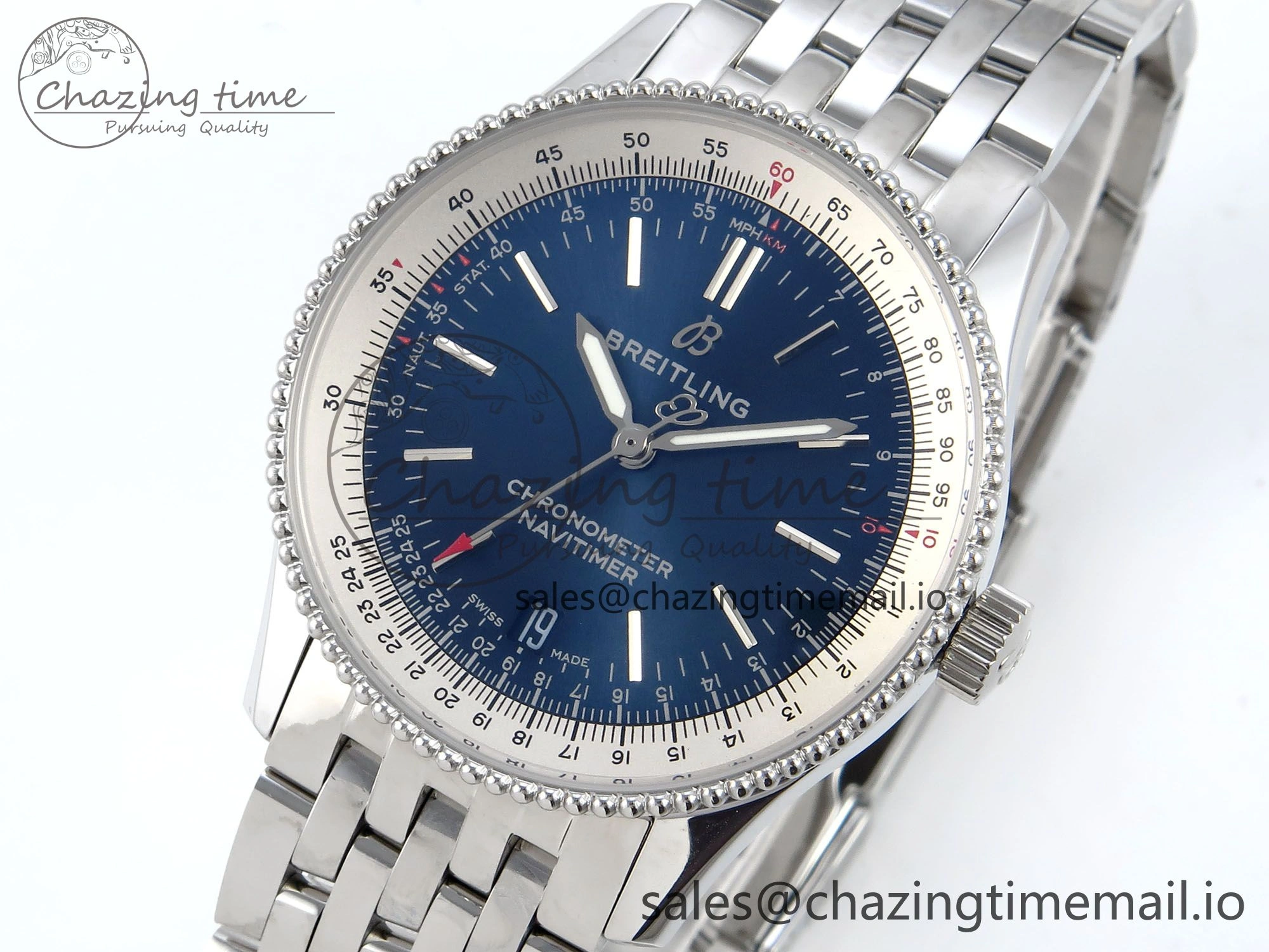 Navitimer 1 SS 38mm TF 1:1 Best Edition White Bezel Blue Dial on SS Bracelet A Affordable 5495