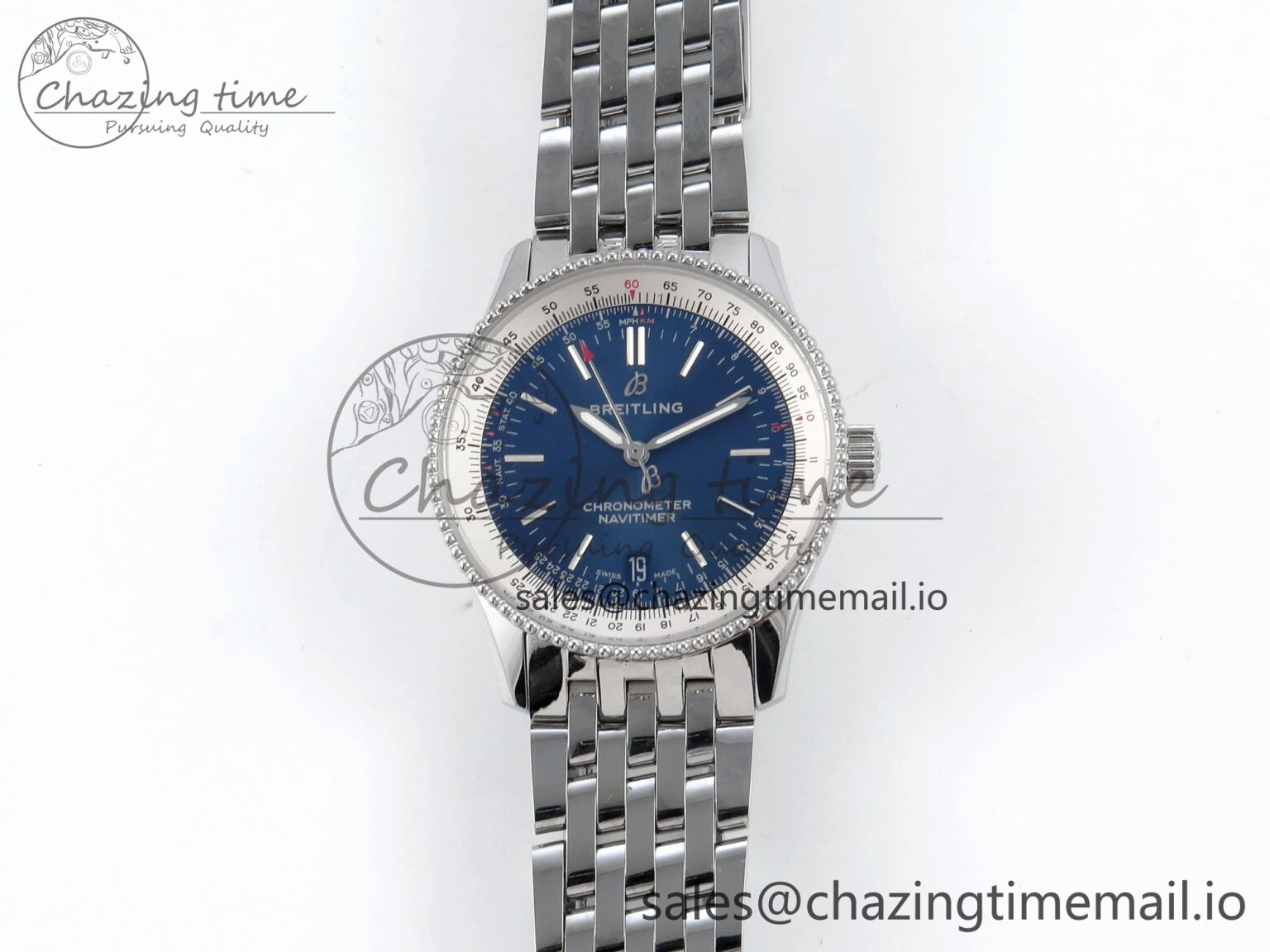 Navitimer 1 SS 38mm TF 1:1 Best Edition White Bezel Blue Dial on SS Bracelet A Affordable 5495
