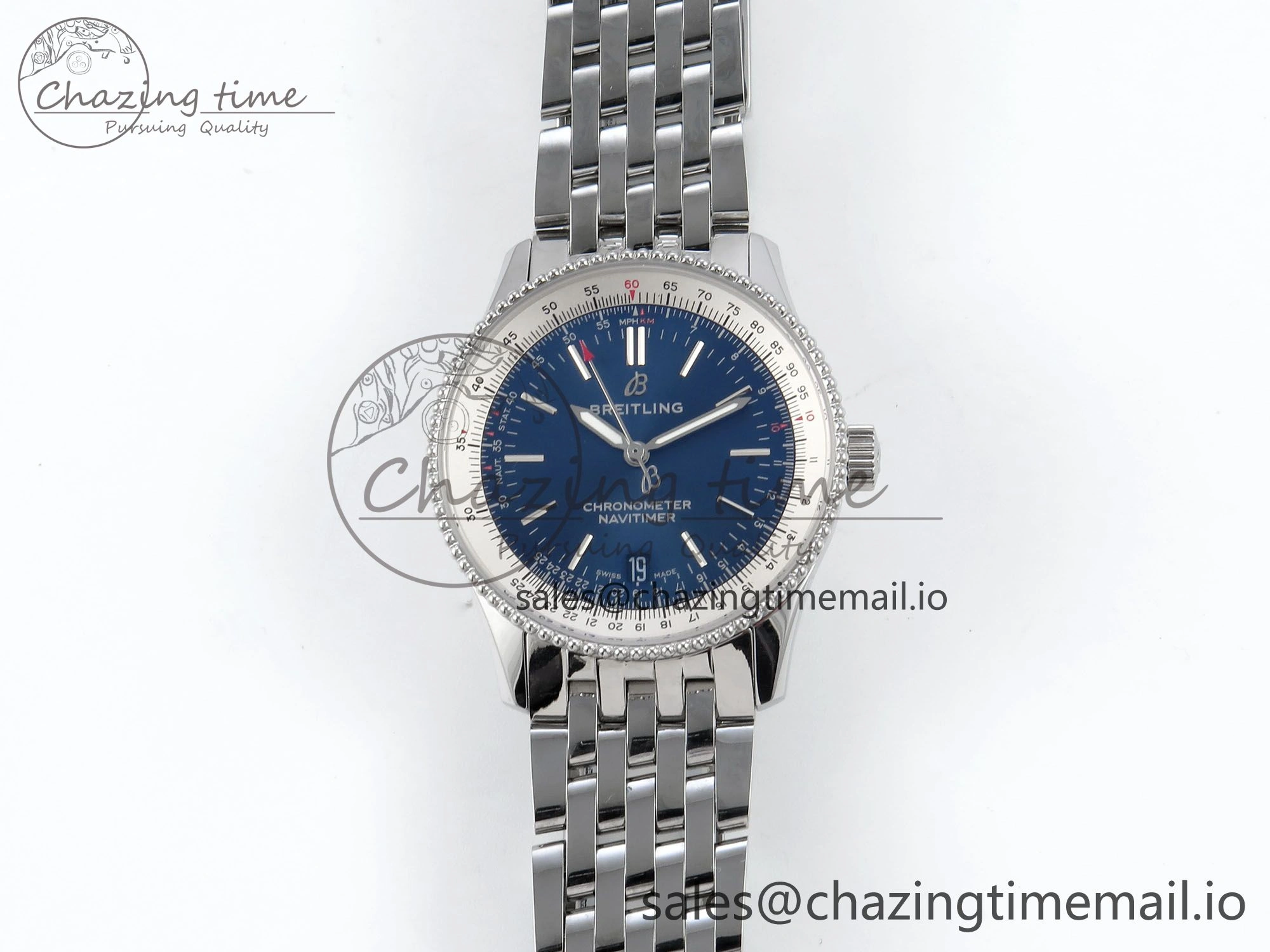 Navitimer 1 SS 38mm TF 1:1 Best Edition White Bezel Blue Dial on SS Bracelet A Affordable 5495