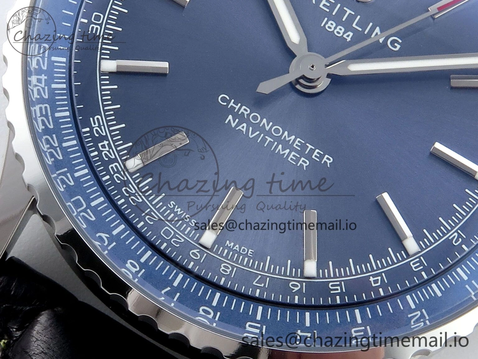 Navitimer 1 SS 41mm TF 1:1 Best Edition Blue Bezel Blue Dial on Black Leather Strap A Efficient 5475