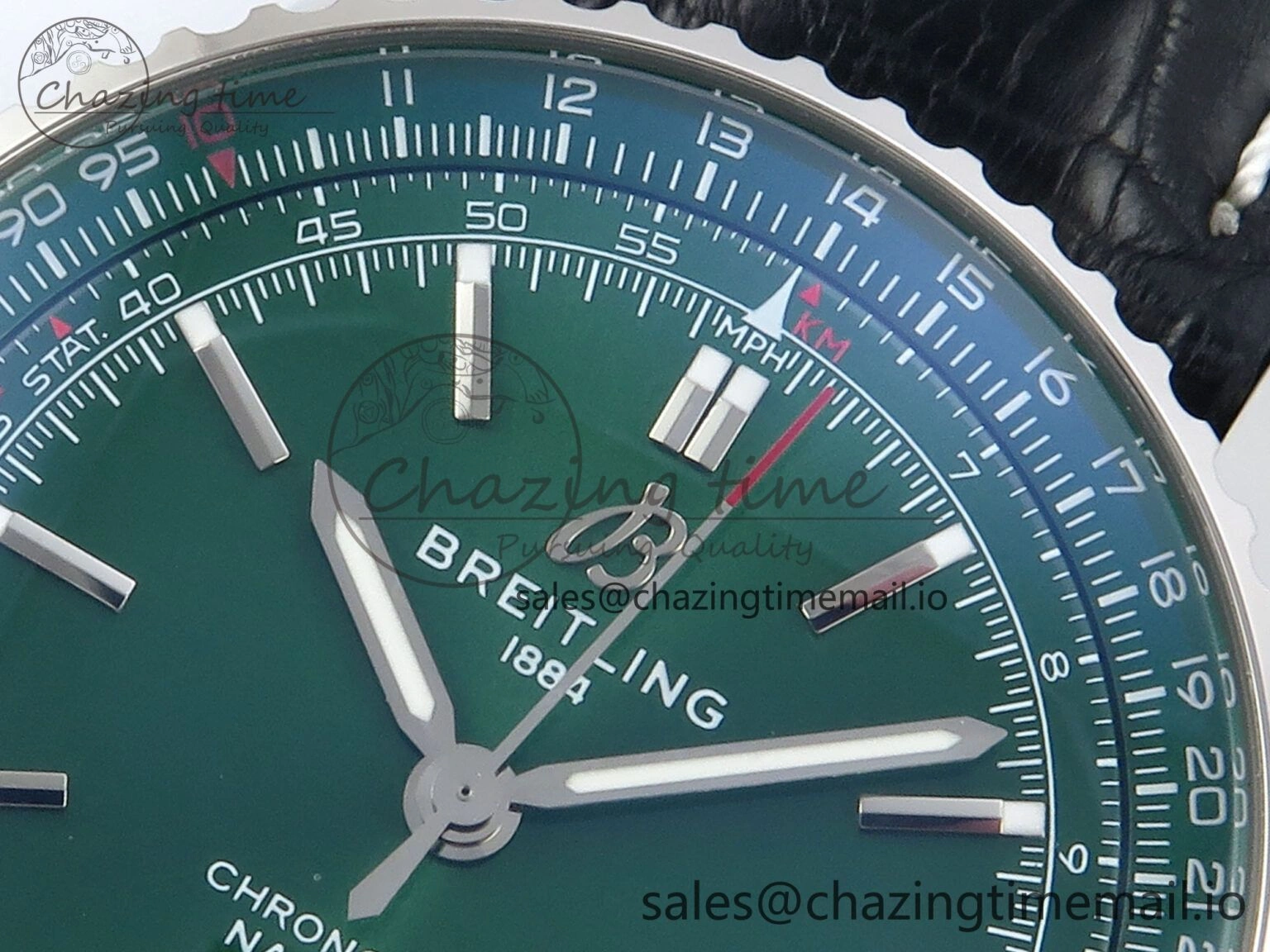 Navitimer 1 SS 41mm TF 1:1 Best Edition Green Bezel Green Dial on Black Leather Strap A FashionForward 5476
