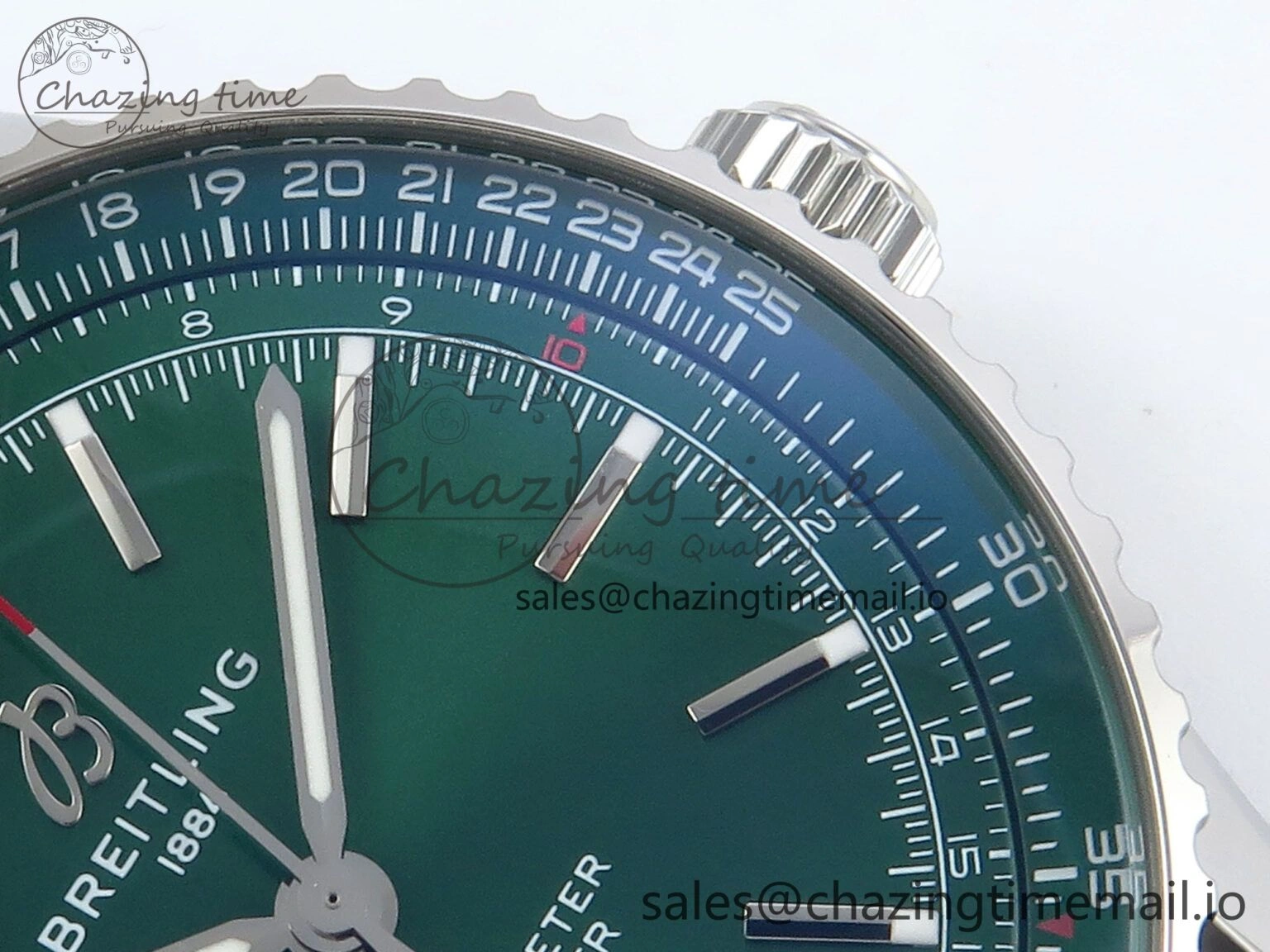 Navitimer 1 SS 41mm TF 1:1 Best Edition Green Bezel Green Dial on Black Leather Strap A FashionForward 5476