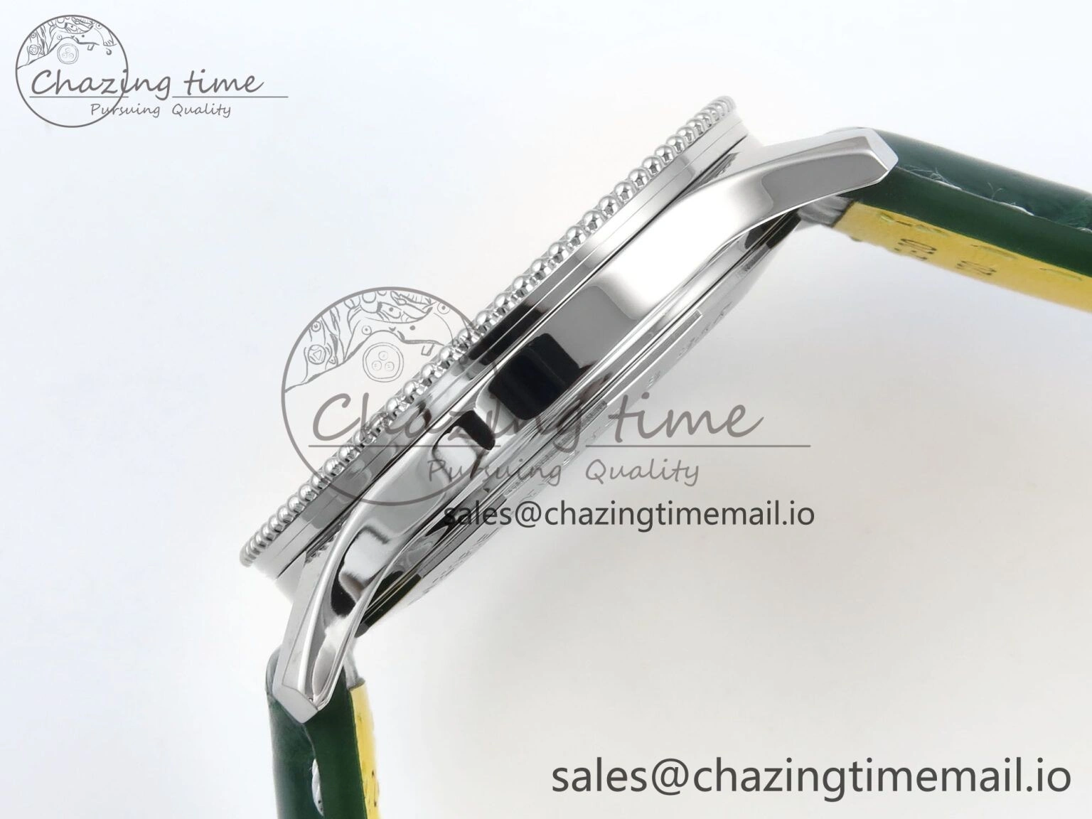 Navitimer 1 SS 41mm TF 1:1 Best Edition Green Bezel Green Dial on Green Leather Strap A Upgraded 5482