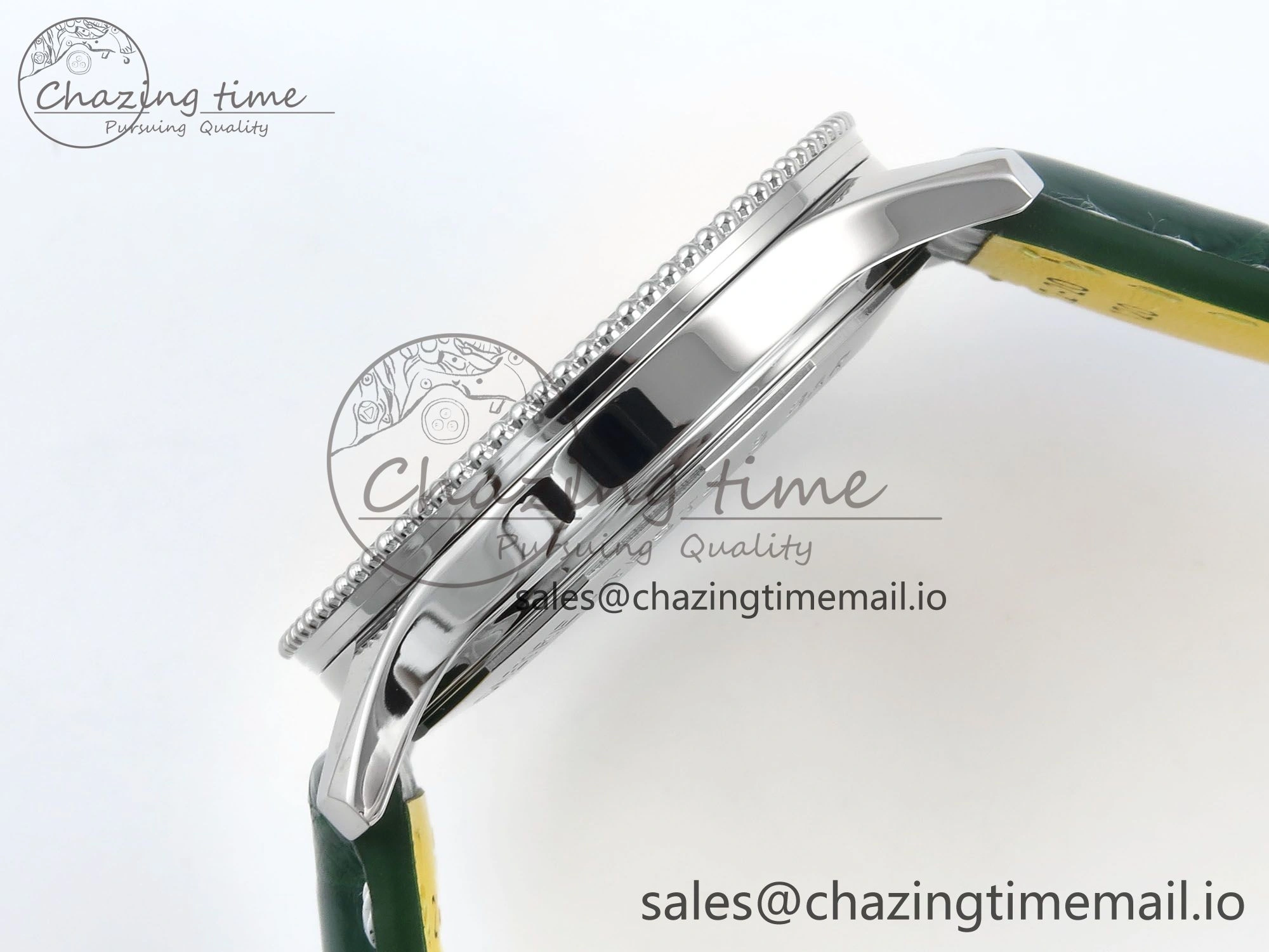 Navitimer 1 SS 41mm TF 1:1 Best Edition Green Bezel Green Dial on Green Leather Strap A Upgraded 5482