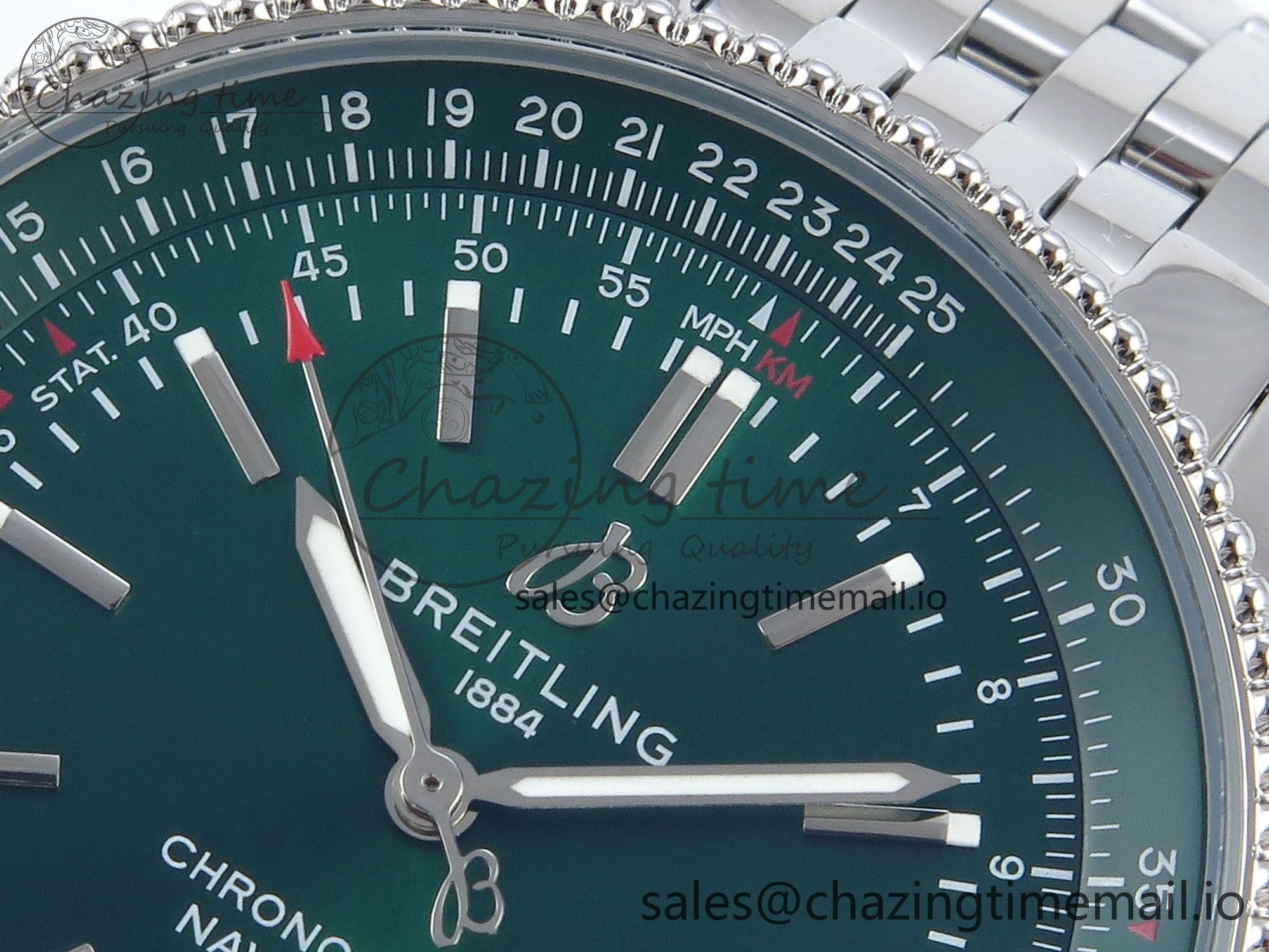 GoAnywhere Navitimer 1 SS 41mm TF 1:1 Best Edition SS Bezel Green Dial on SS Bracelet A 5489