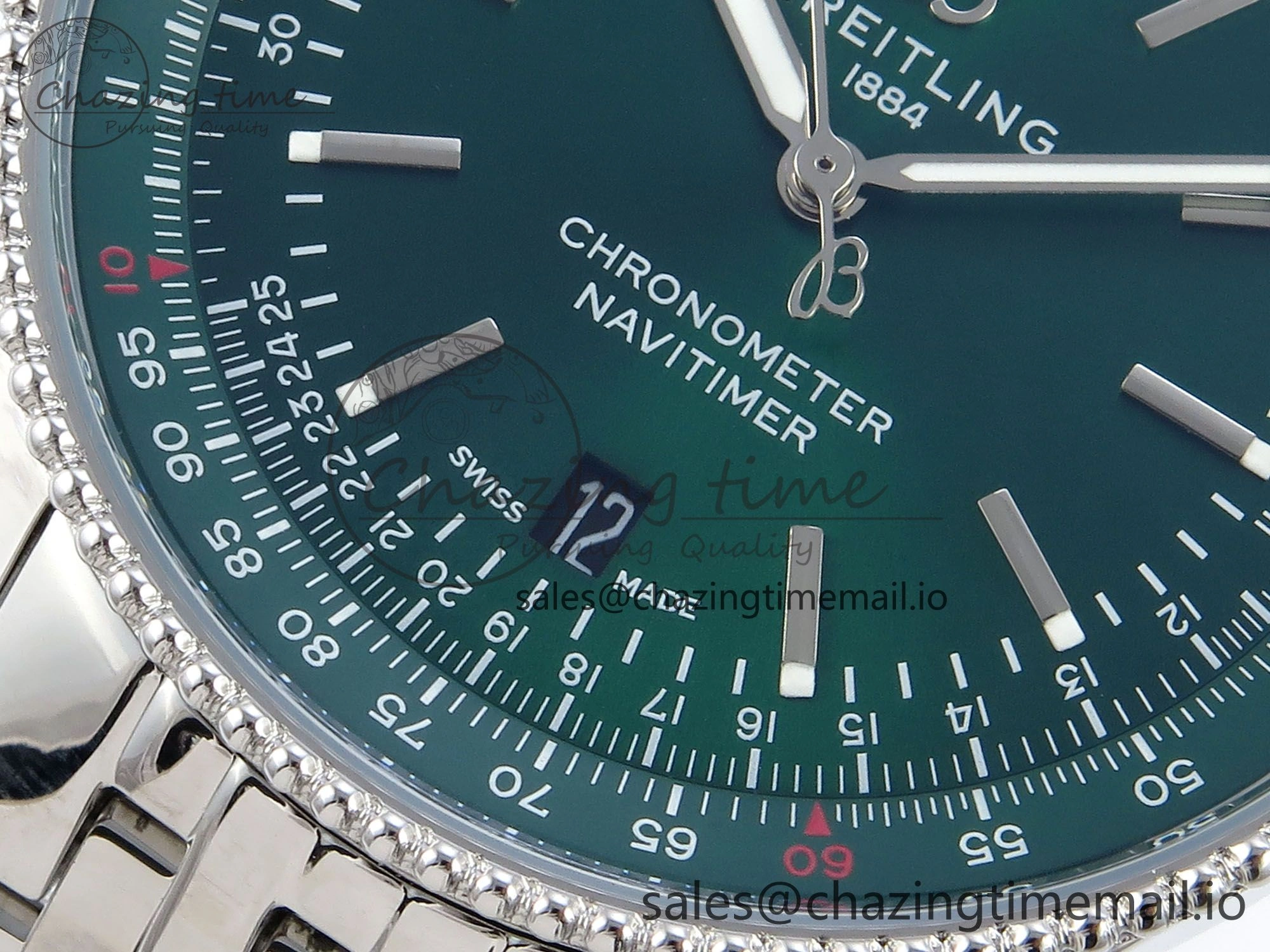 GoAnywhere Navitimer 1 SS 41mm TF 1:1 Best Edition SS Bezel Green Dial on SS Bracelet A 5489