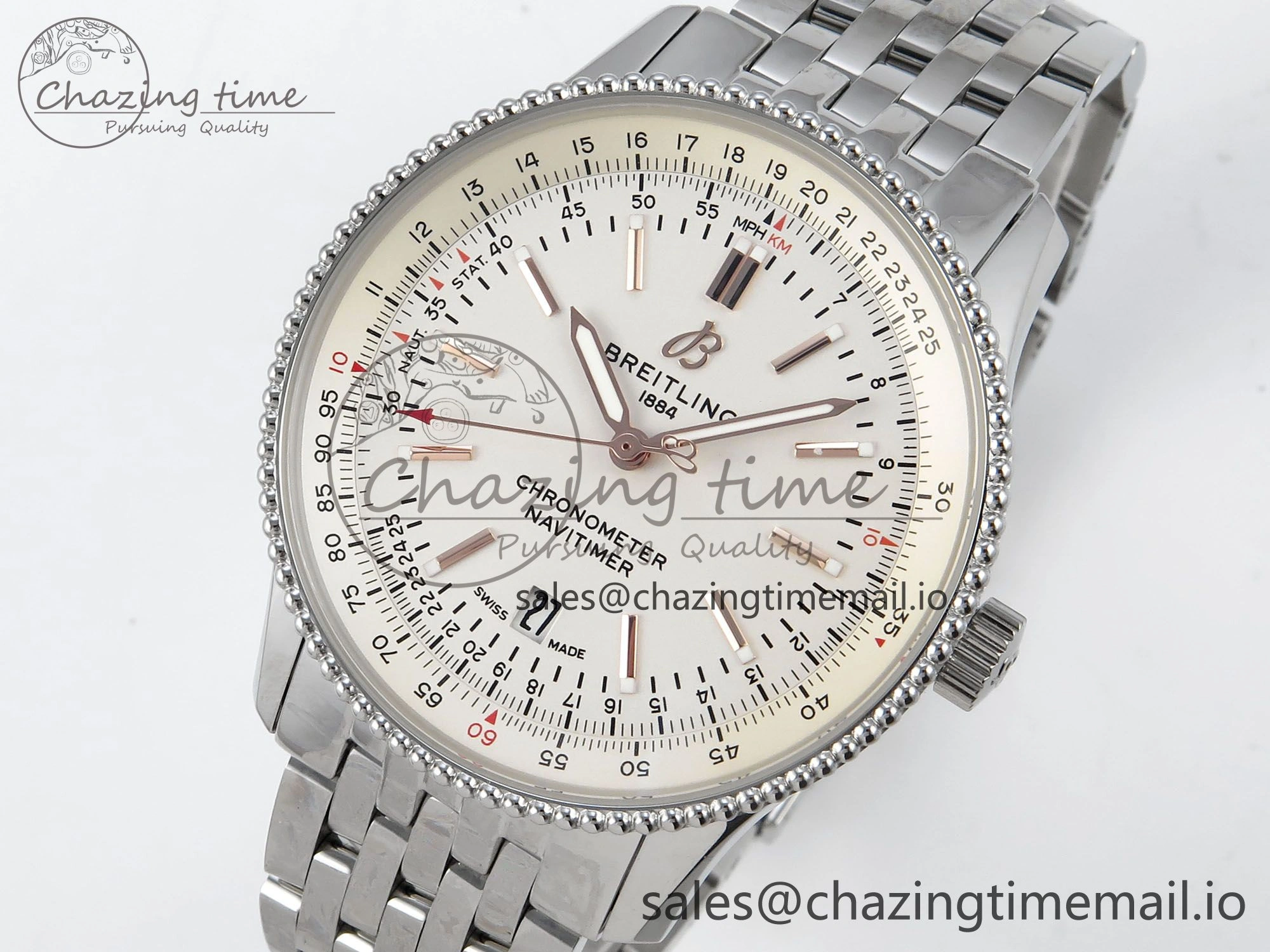 Navitimer 1 SS 41mm TF 1:1 Best Edition SS Bezel White Dial on SS Bracelet A Neat 5491