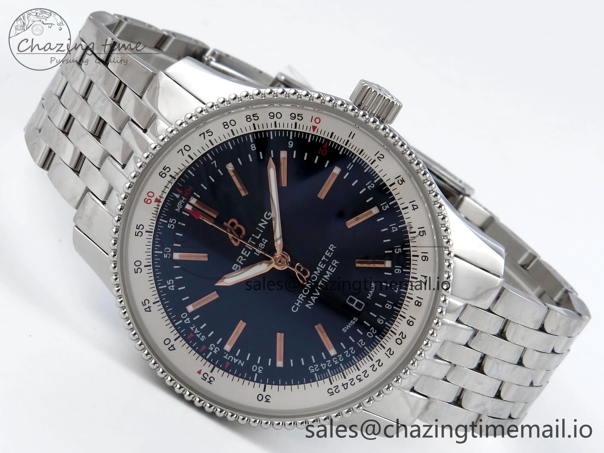 Classic Navitimer 1 SS 41mm TF 1:1 Best Edition White Bezel Black Dial on SS Bracelet A 5494