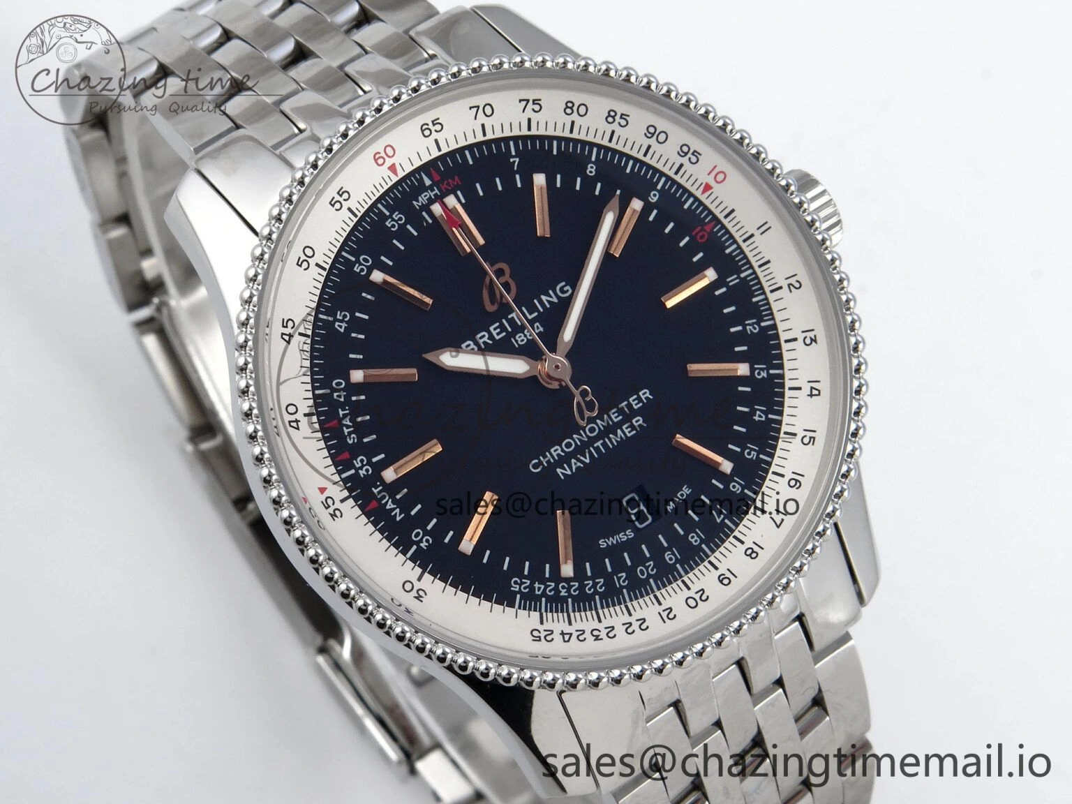 Classic Navitimer 1 SS 41mm TF 1:1 Best Edition White Bezel Black Dial on SS Bracelet A 5494