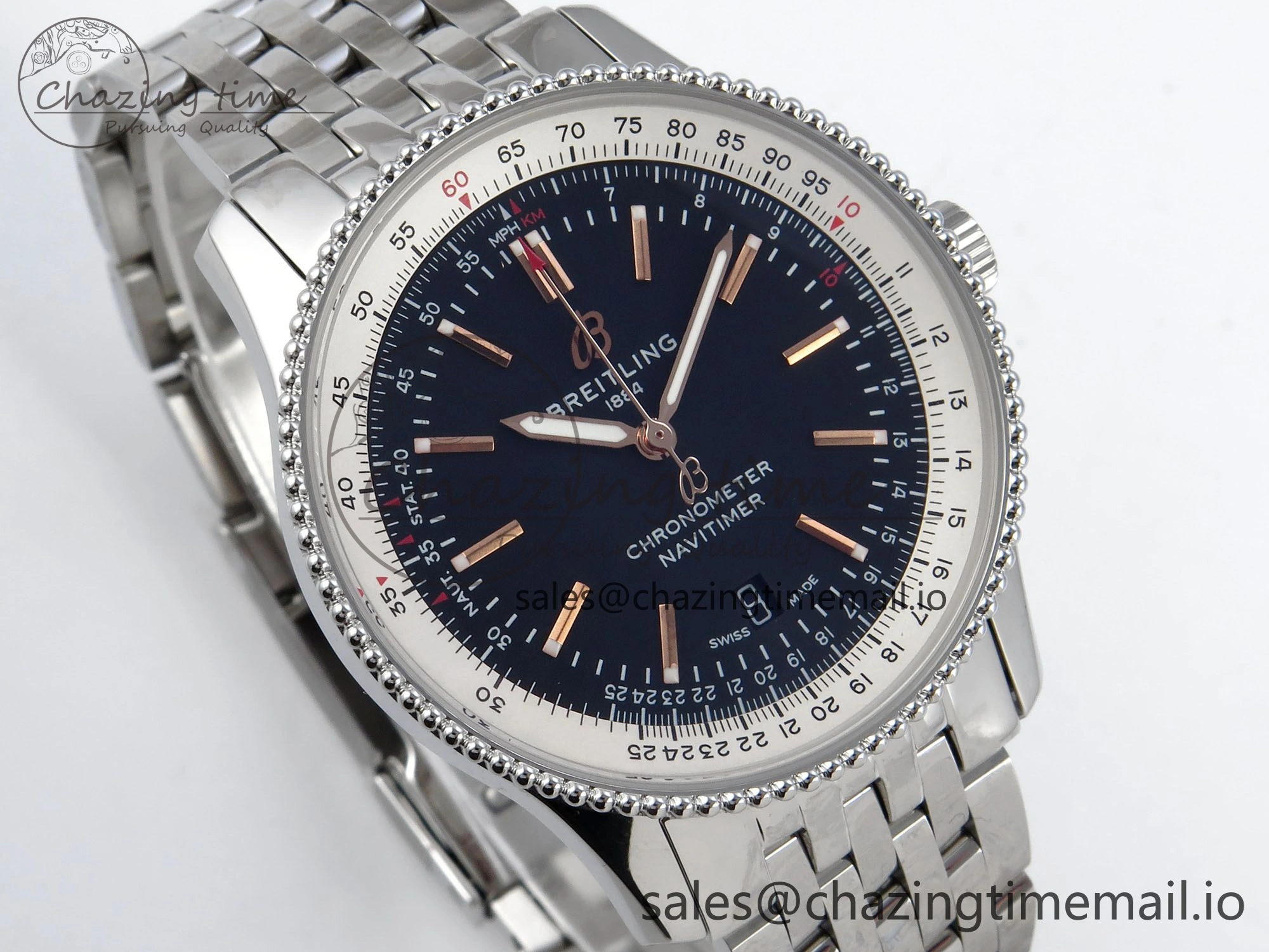 Classic Navitimer 1 SS 41mm TF 1:1 Best Edition White Bezel Black Dial on SS Bracelet A 5494