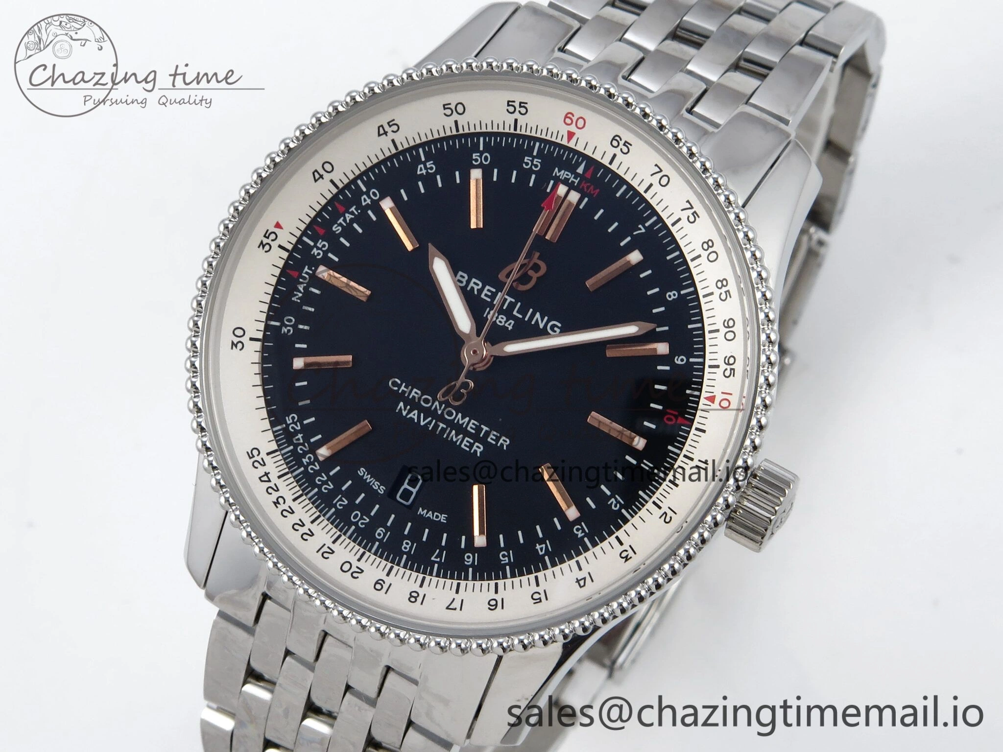 Classic Navitimer 1 SS 41mm TF 1:1 Best Edition White Bezel Black Dial on SS Bracelet A 5494