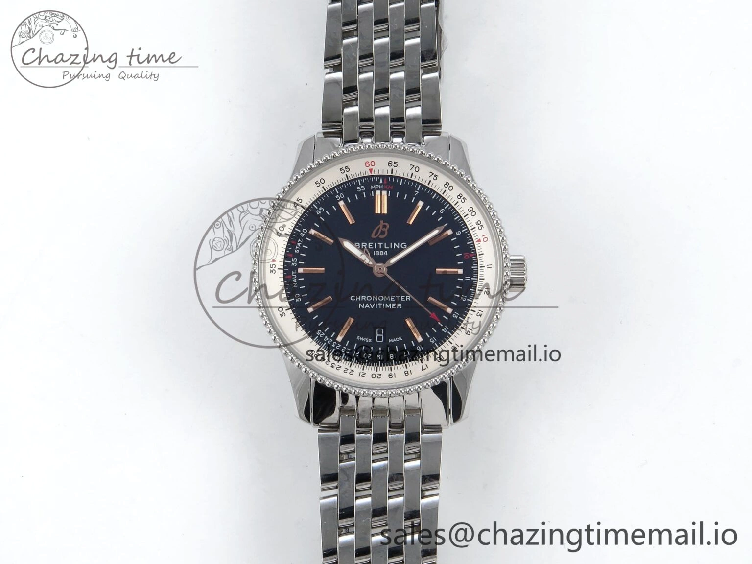 Classic Navitimer 1 SS 41mm TF 1:1 Best Edition White Bezel Black Dial on SS Bracelet A 5494